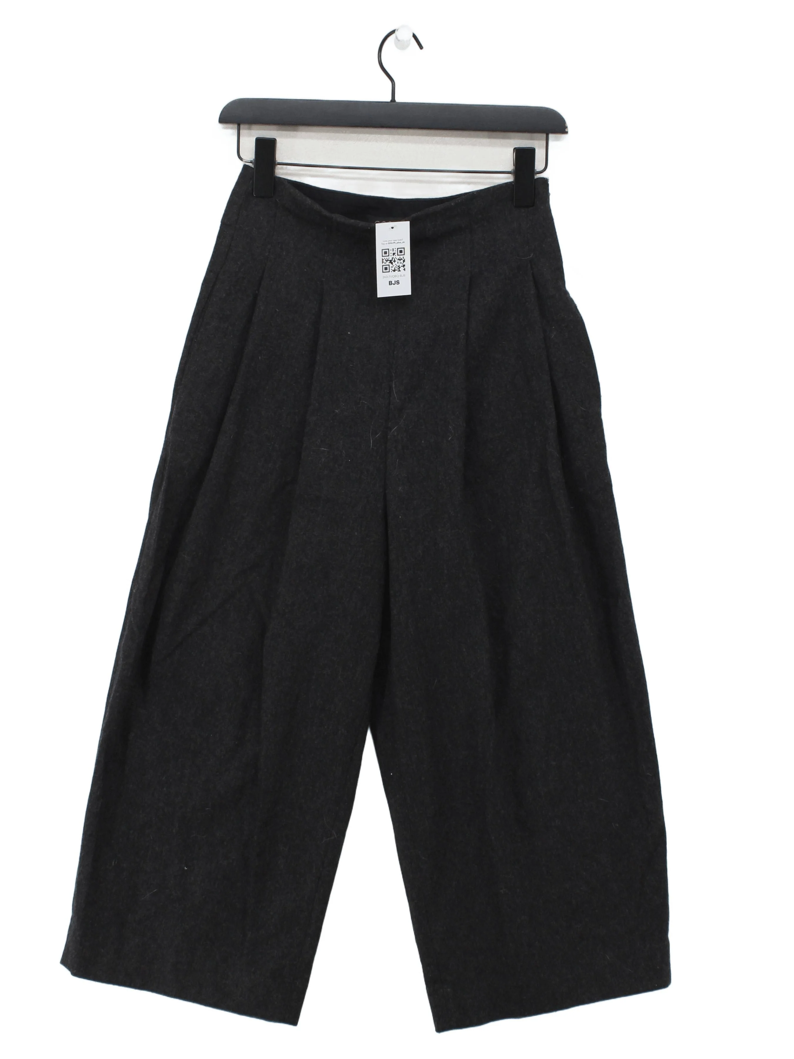 COS Women's Trousers UK 6 Grey Wool with Polyamide, Cashmere Wide-Leg Cropped