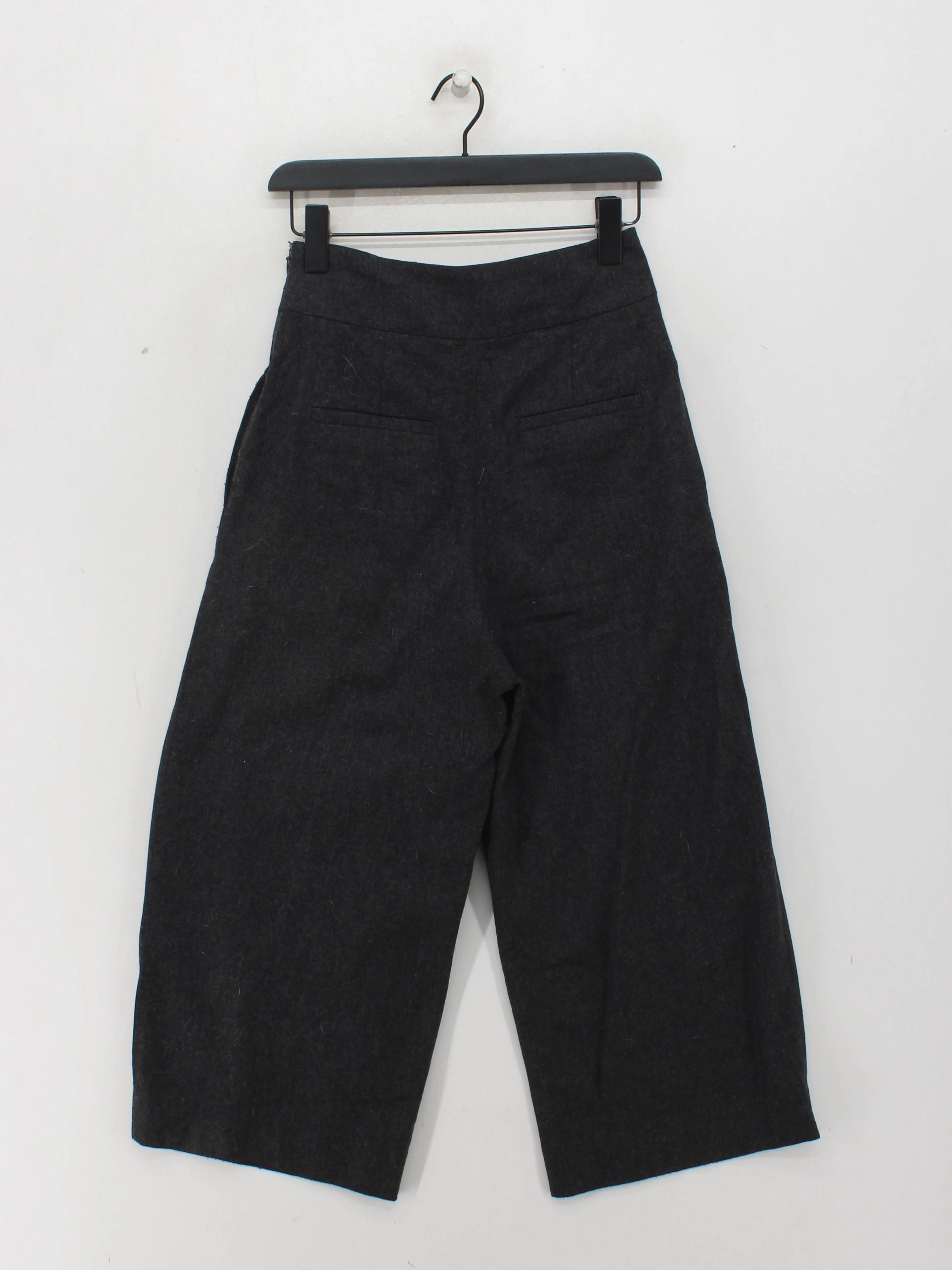 COS Women's Trousers UK 6 Grey Wool with Polyamide, Cashmere Wide-Leg Cropped - Image 2