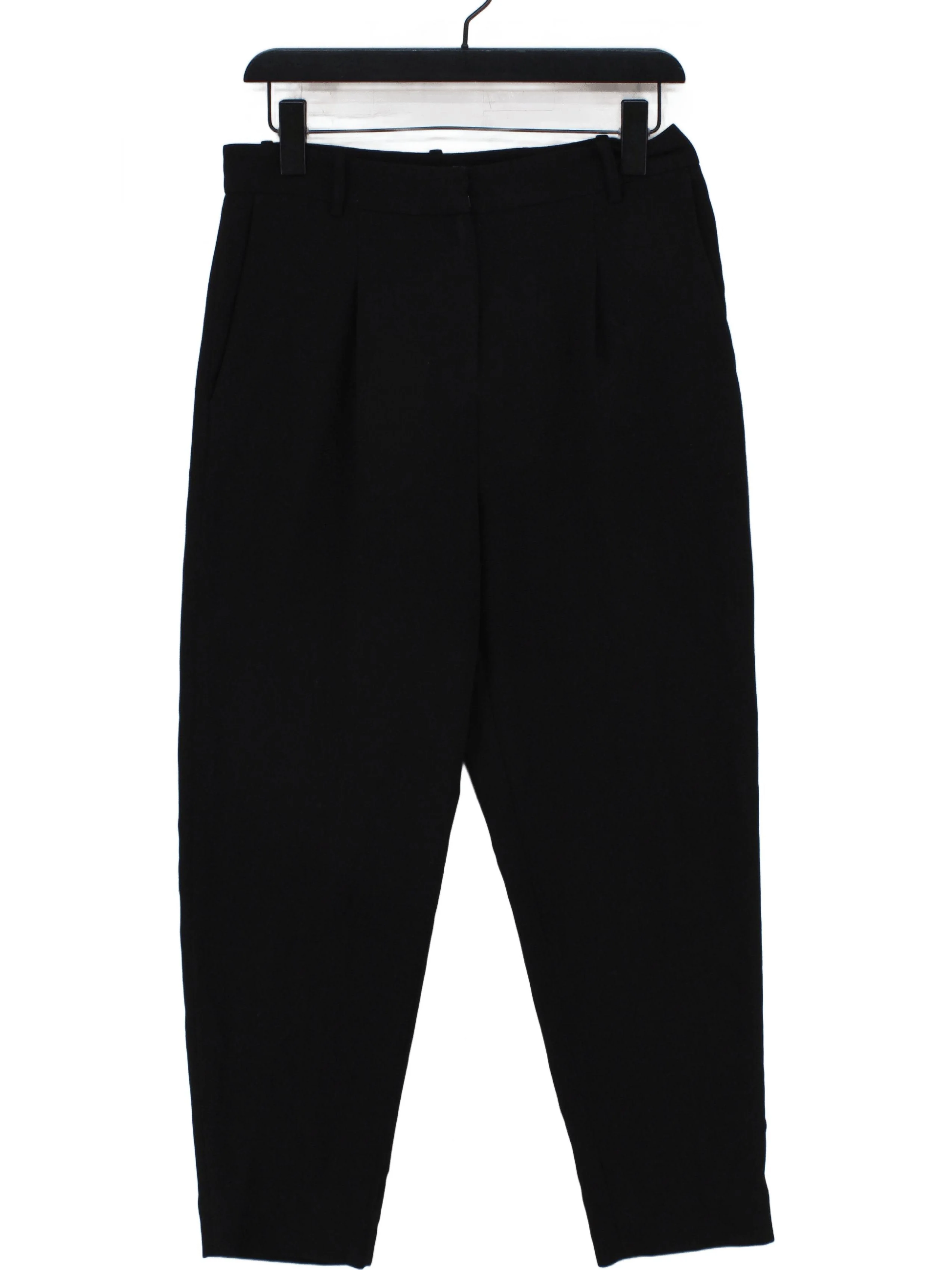 COS Women's Trousers UK 8 Black Polyester with Elastane Tapered Cropped