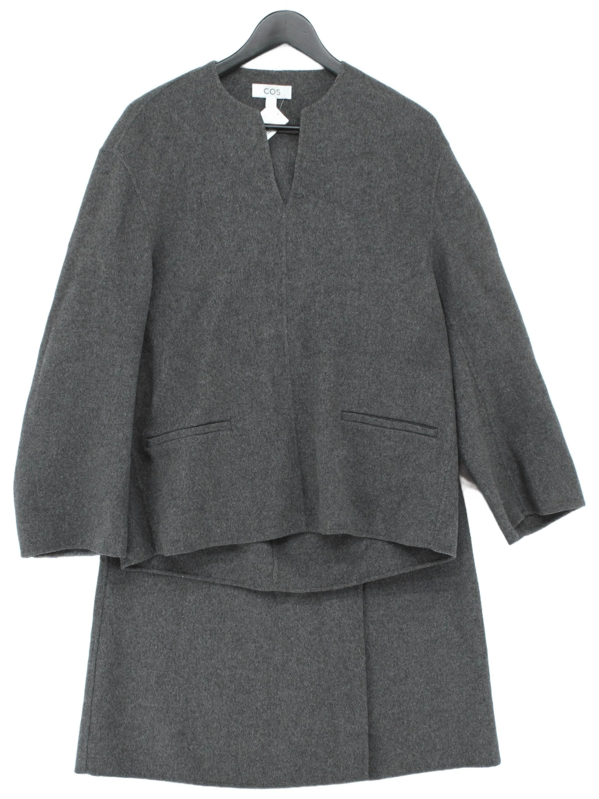 COS Women's Two Piece Suit UK 8 Grey Wool with Lyocell Modal Skirt Suit