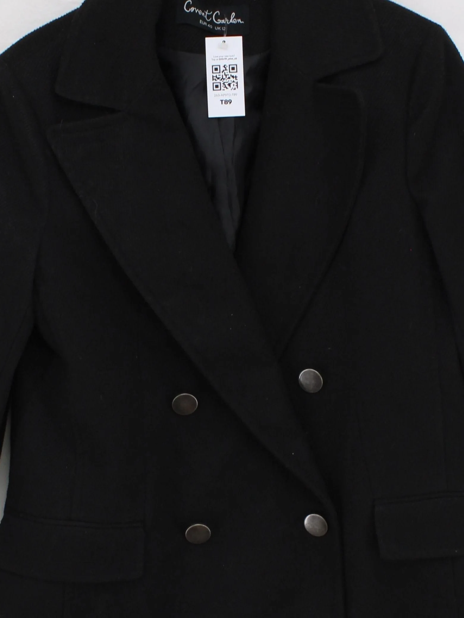 Covent Garden Women's Coat UK 12 Black Polyester with Viscose, Elastane Pea Coat - Image 3