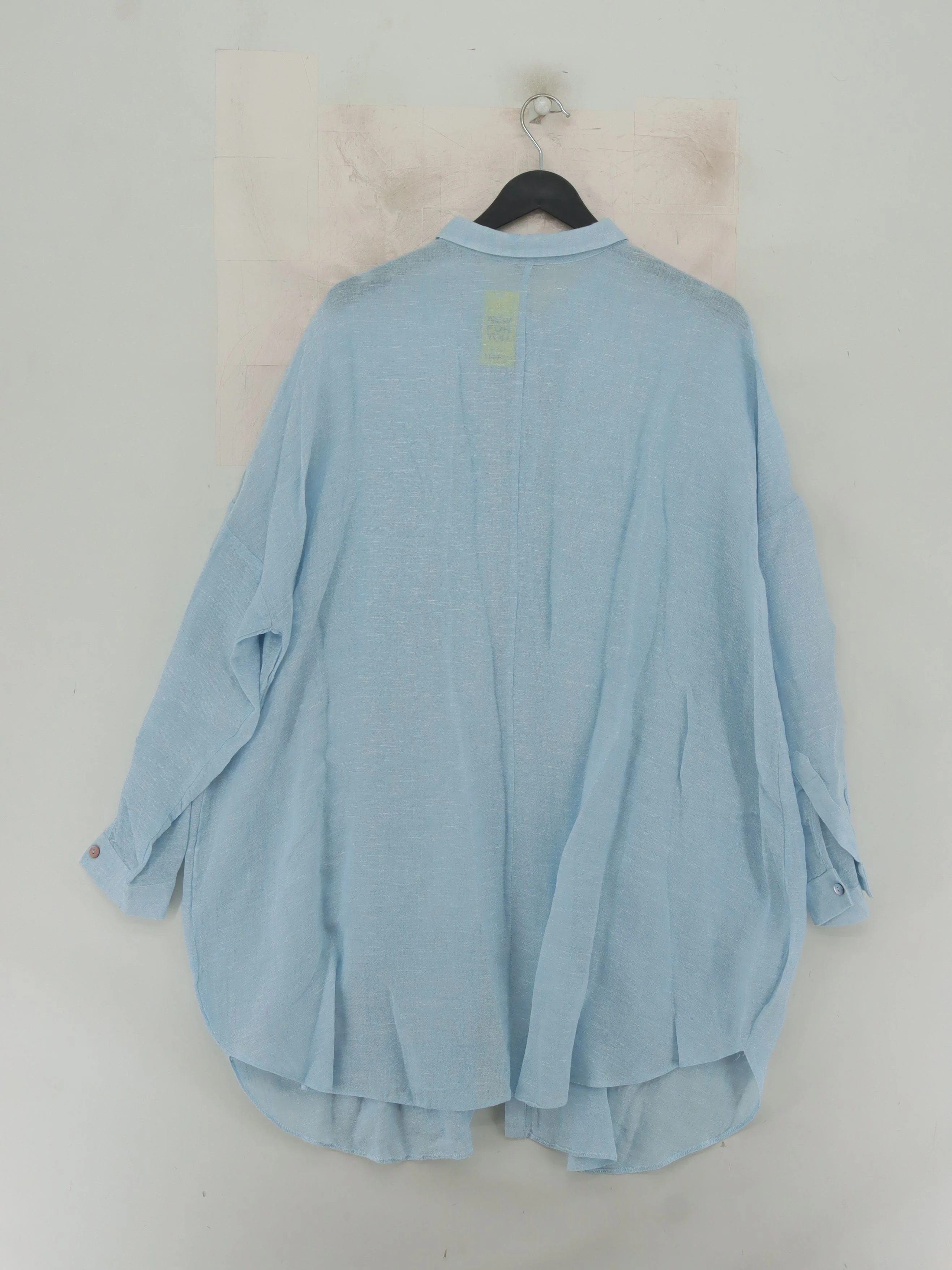 Crea Concept Women's Shirt L Blue 100% Linen Long Sleeve Collared Basic - Image 2