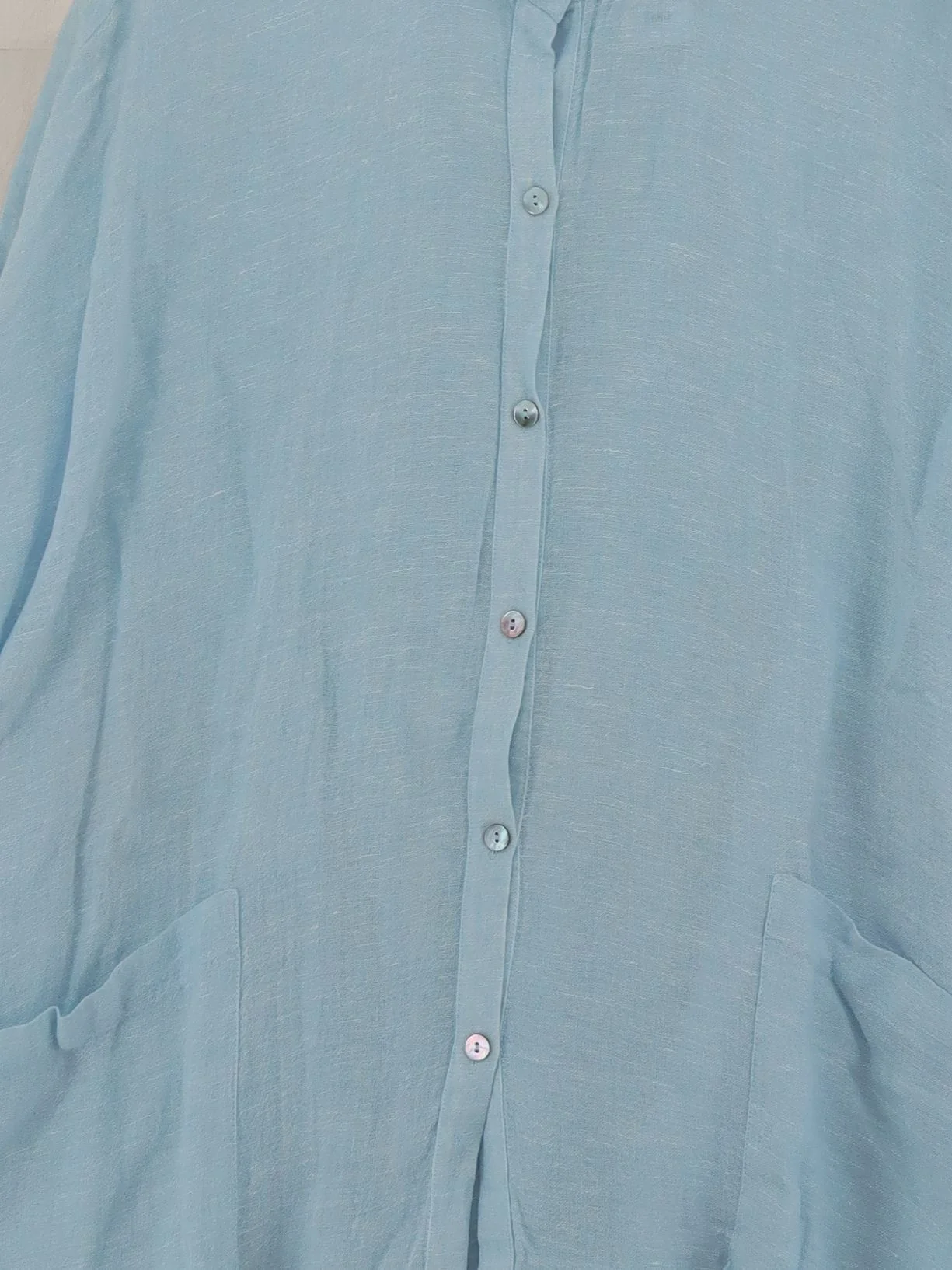 Crea Concept Women's Shirt L Blue 100% Linen Long Sleeve Collared Basic - Image 3
