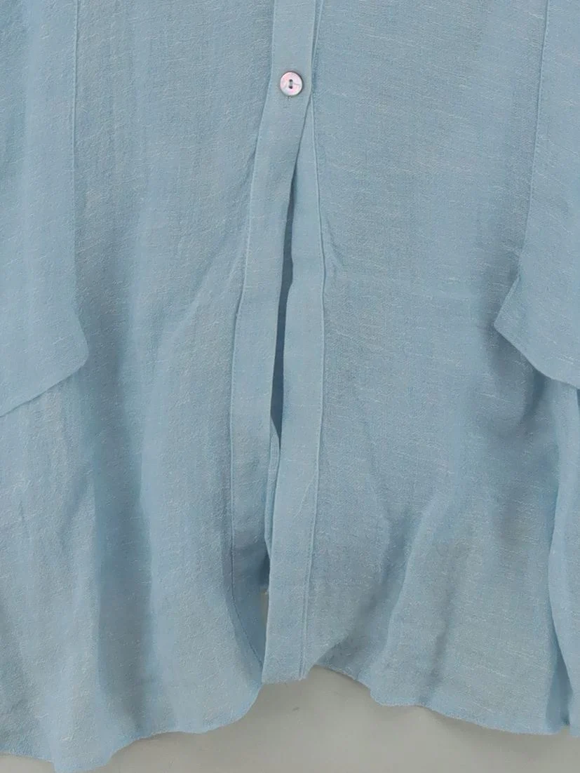 Crea Concept Women's Shirt L Blue 100% Linen Long Sleeve Collared Basic - Image 4