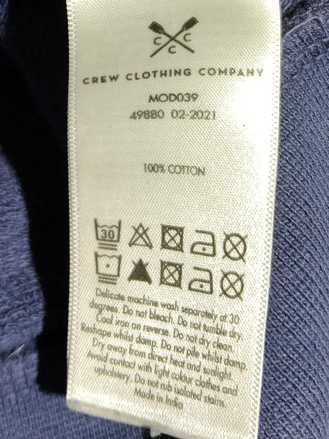 Crew Clothing Men's Hoodie M Blue 100% Cotton Pullover - Image 6