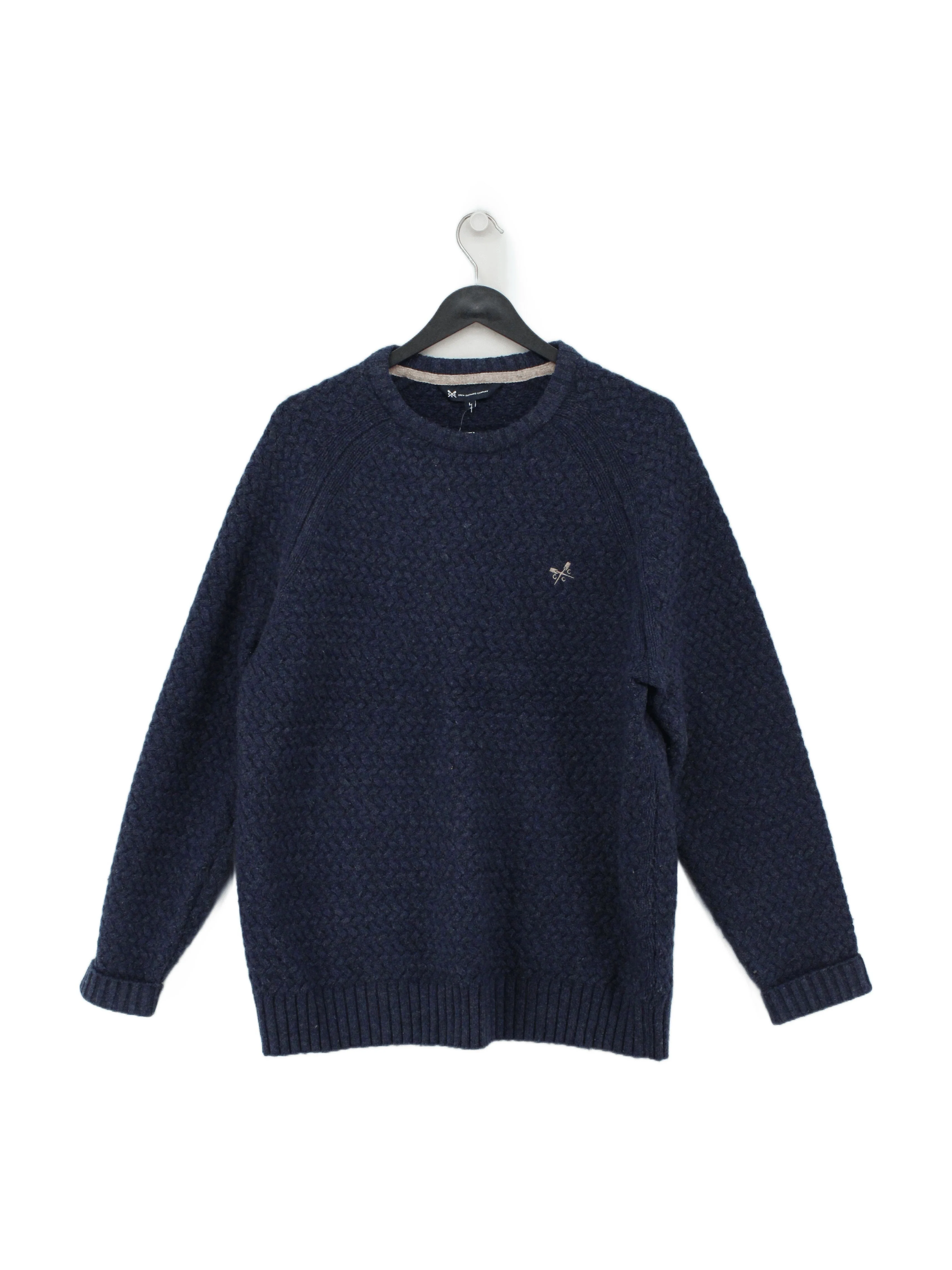 Crew Clothing Men's Jumper L Blue 100% Wool Crew Neck Pullover
