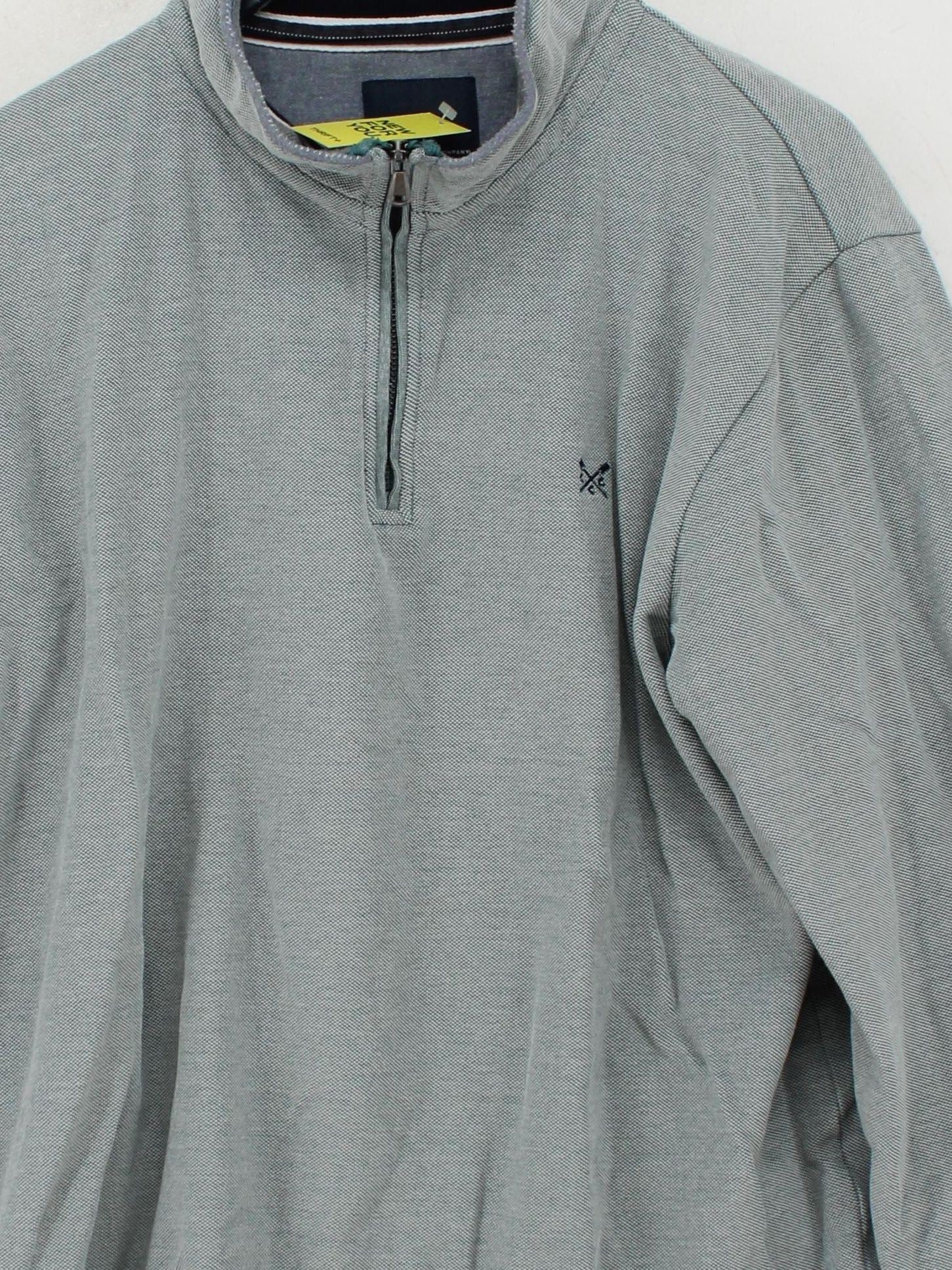 Crew Clothing Men's Jumper XL Grey 100% Cotton Mock Neck Pullover - Image 3