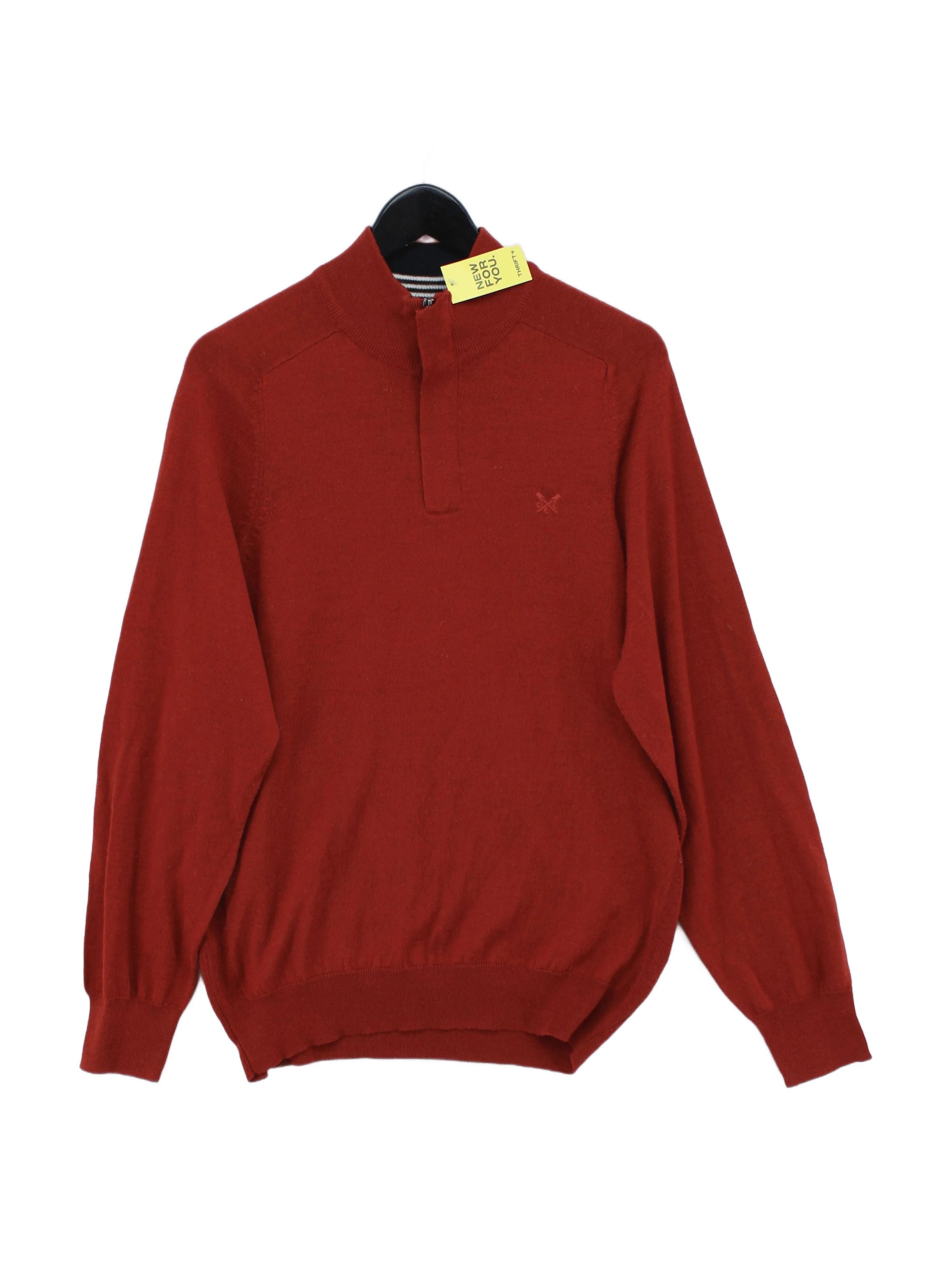 Crew Clothing Men's Jumper XL Red Wool with Acrylic Mock Neck Pullover