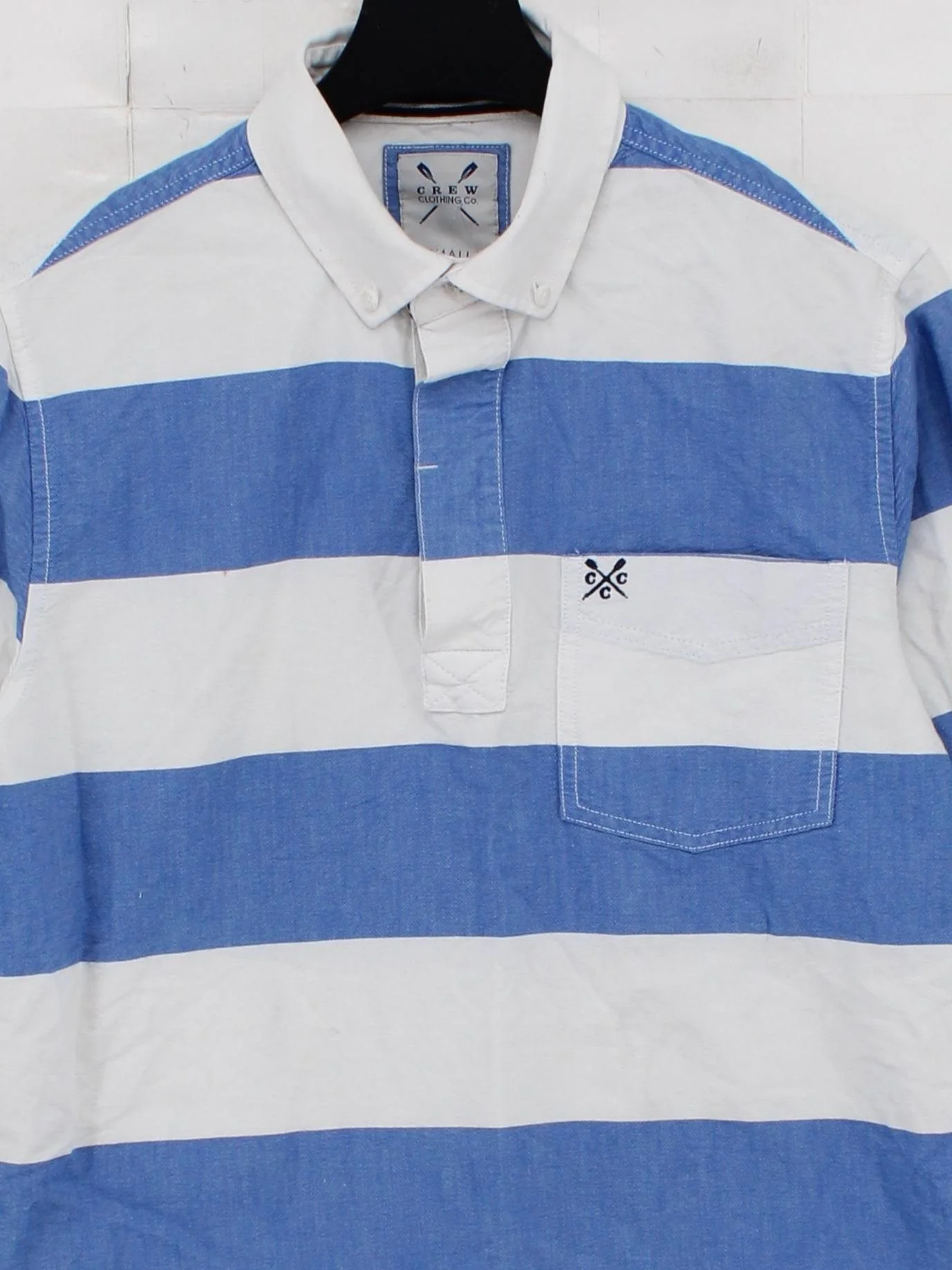 Crew Clothing Men's Polo S Blue Striped 100% Cotton Basic - Image 3