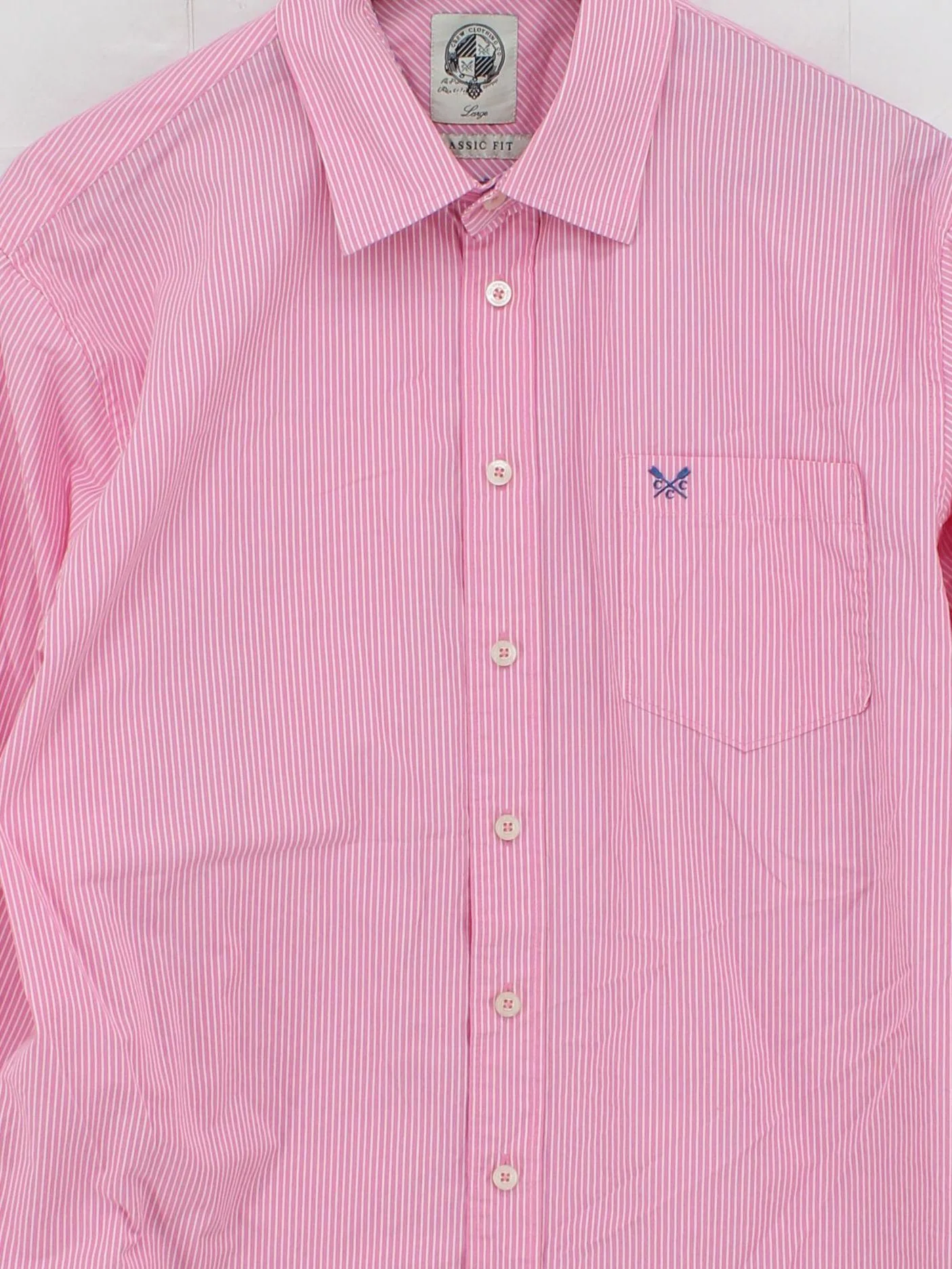 Crew Clothing Men's Shirt L Pink Striped 100% Cotton Basic - Image 3
