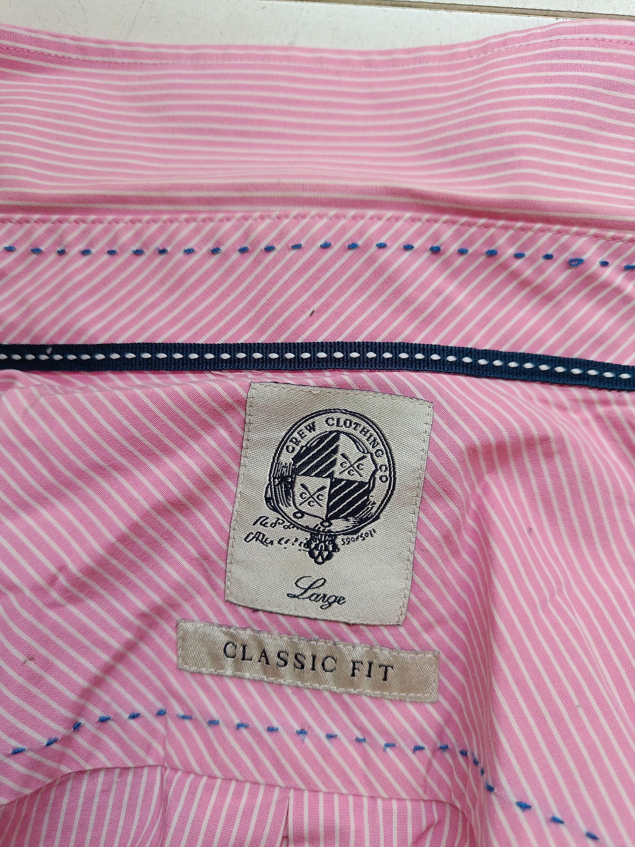Crew Clothing Men's Shirt L Pink Striped 100% Cotton Basic - Image 5