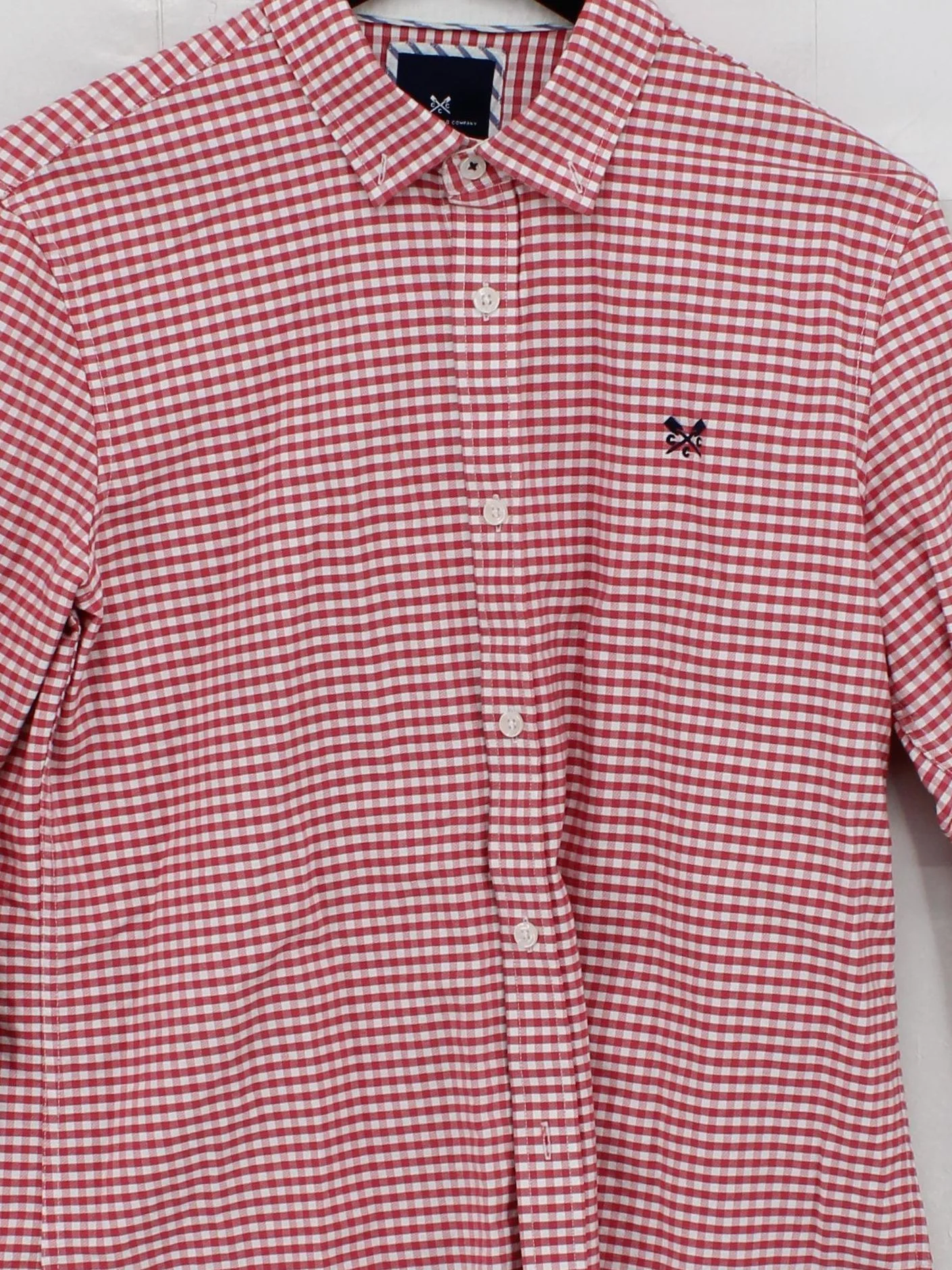 Crew Clothing Men's Shirt M Red Checkered 100% Cotton Basic - Image 3