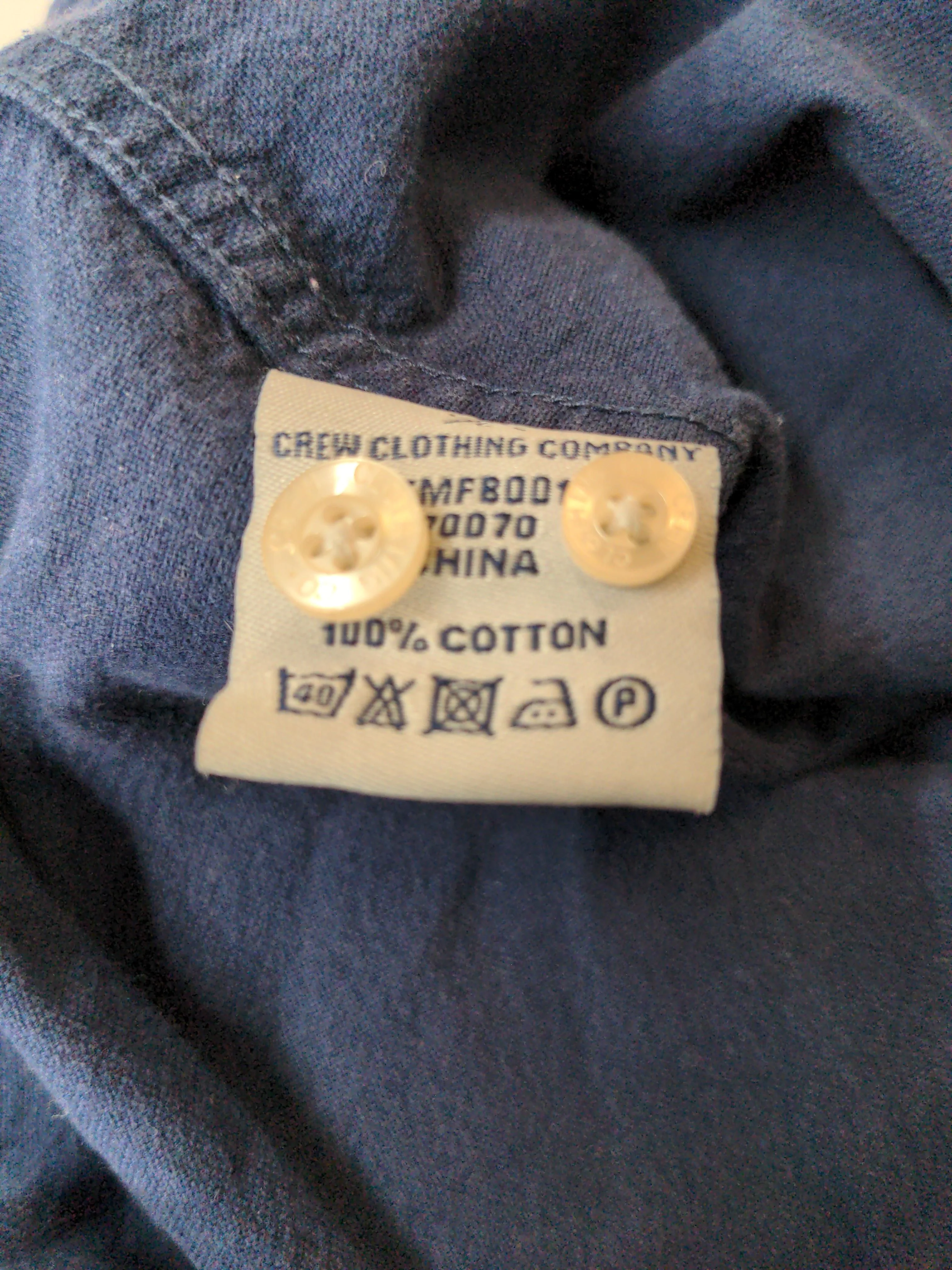 Crew Clothing Men's Shirt S Blue 100% Cotton Basic - Image 6