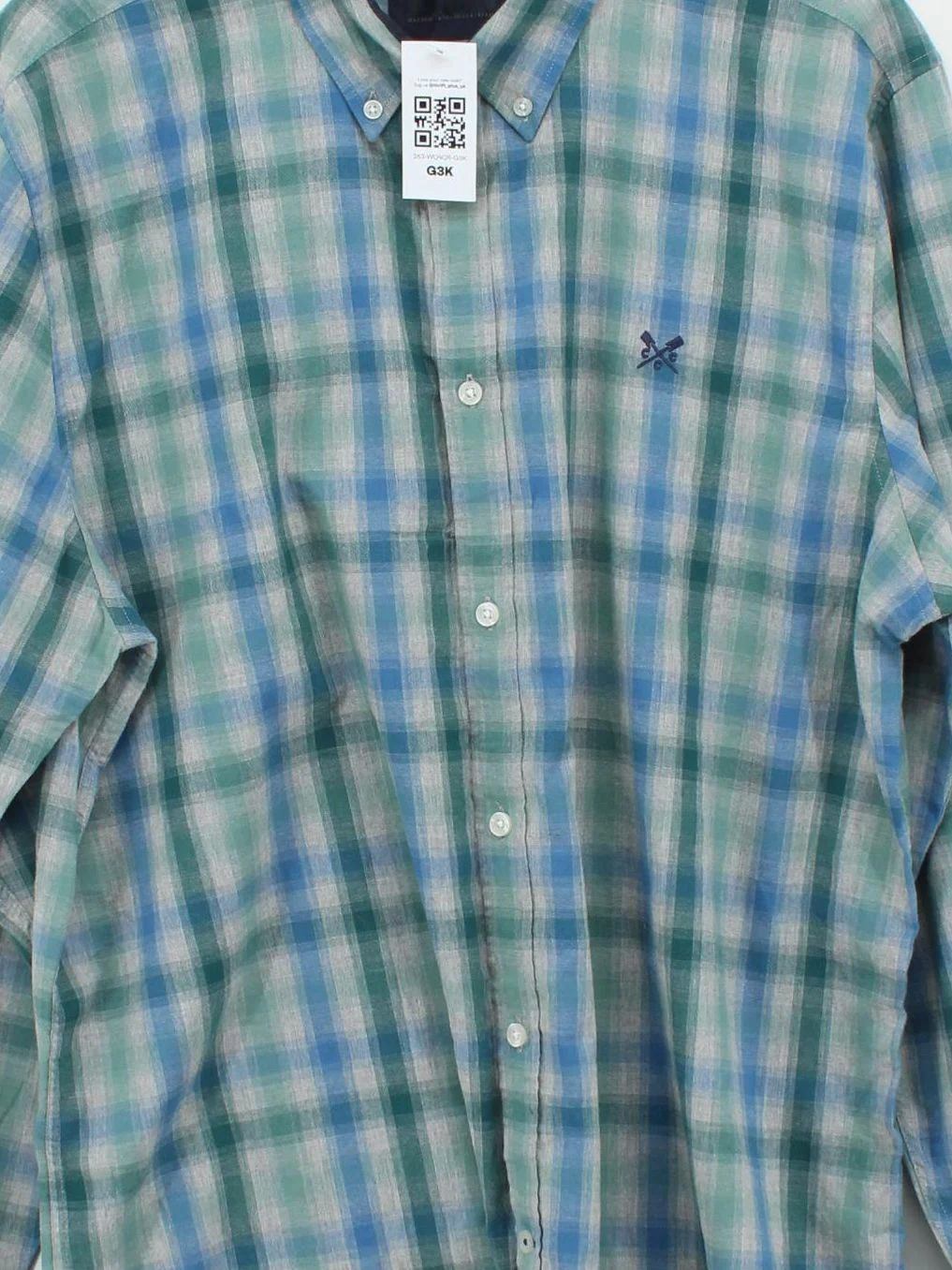 Crew Clothing Men's Shirt XL Blue Checkered 100% Cotton Basic - Image 3