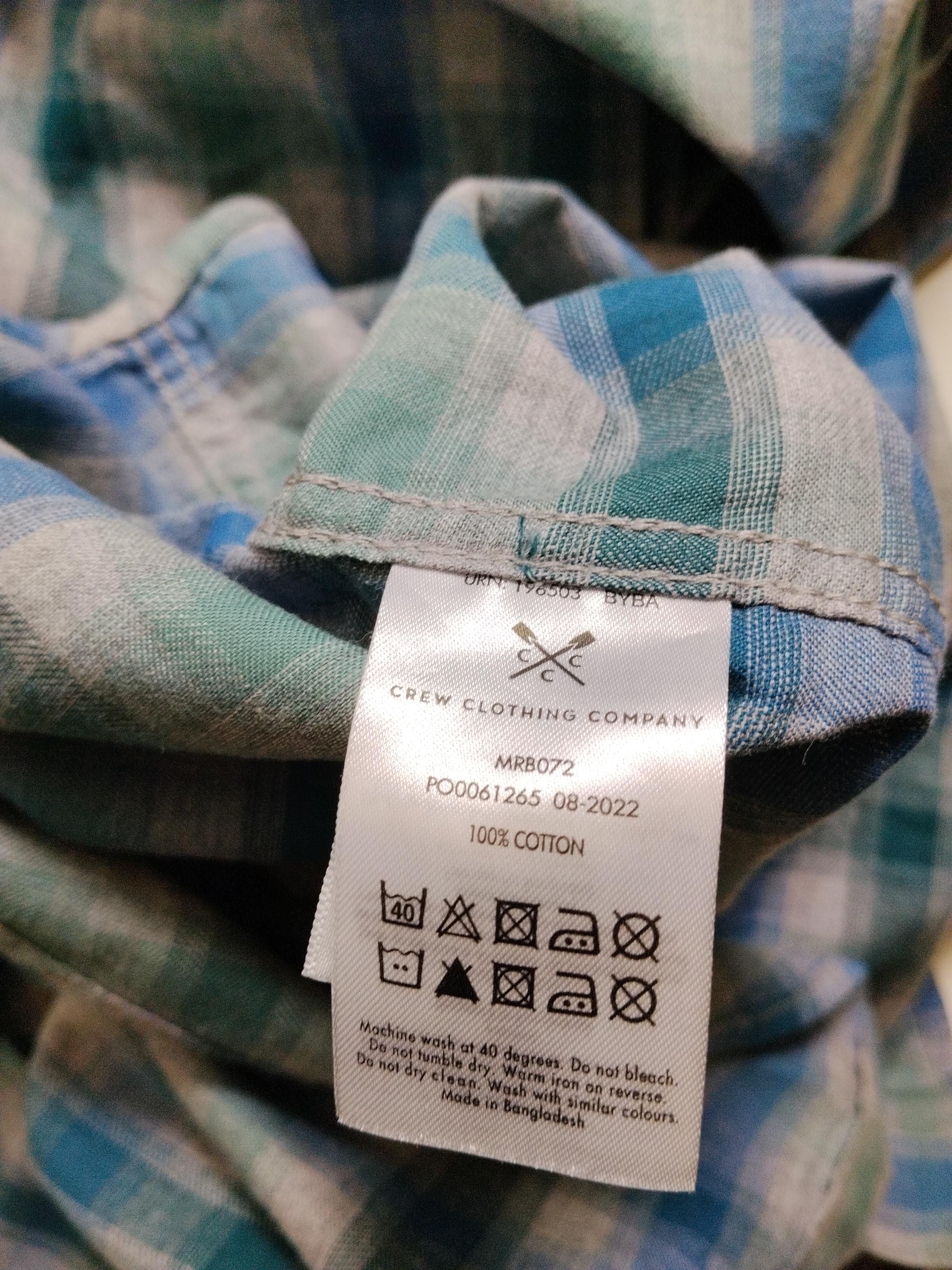 Crew Clothing Men's Shirt XL Blue Checkered 100% Cotton Basic - Image 6