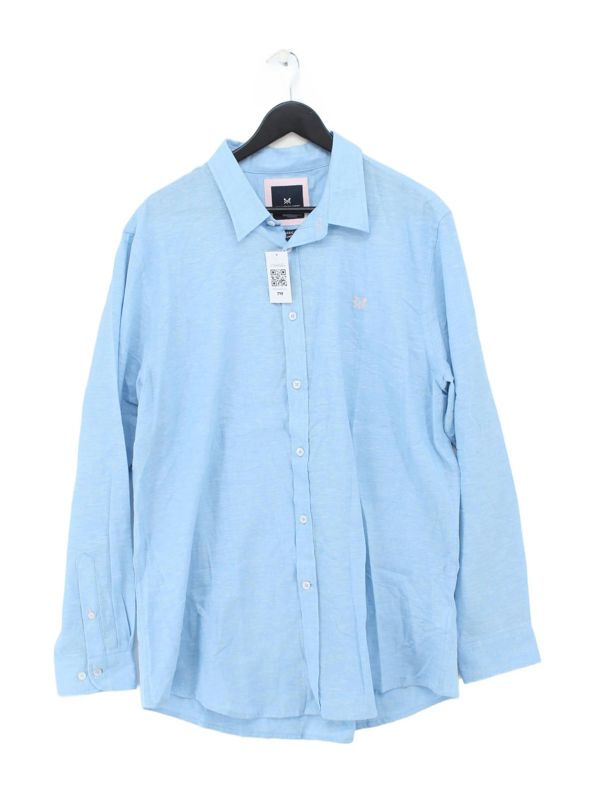 Crew Clothing Men's Shirt XXL Blue Linen with Cotton Basic