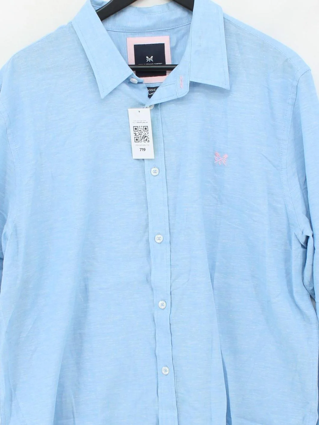 Crew Clothing Men's Shirt XXL Blue Linen with Cotton Basic - Image 3