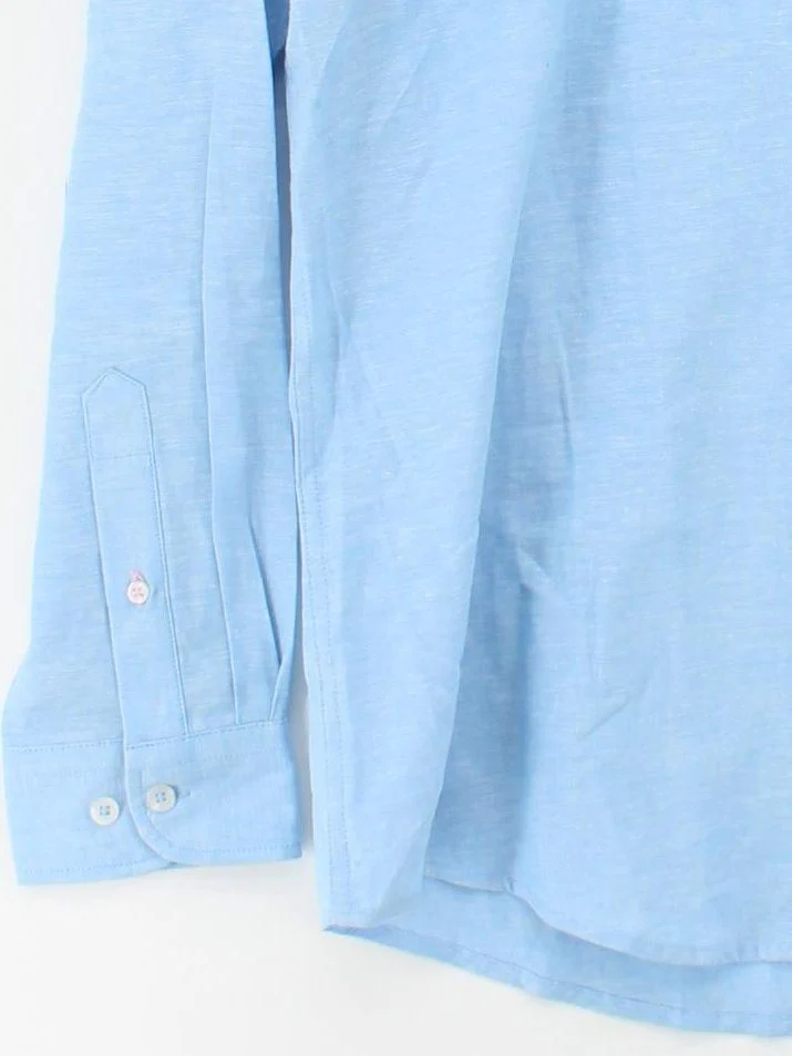 Crew Clothing Men's Shirt XXL Blue Linen with Cotton Basic - Image 4
