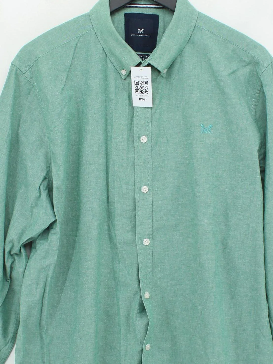 Crew Clothing Men's Shirt XXL Green 100% Cotton Basic - Image 3