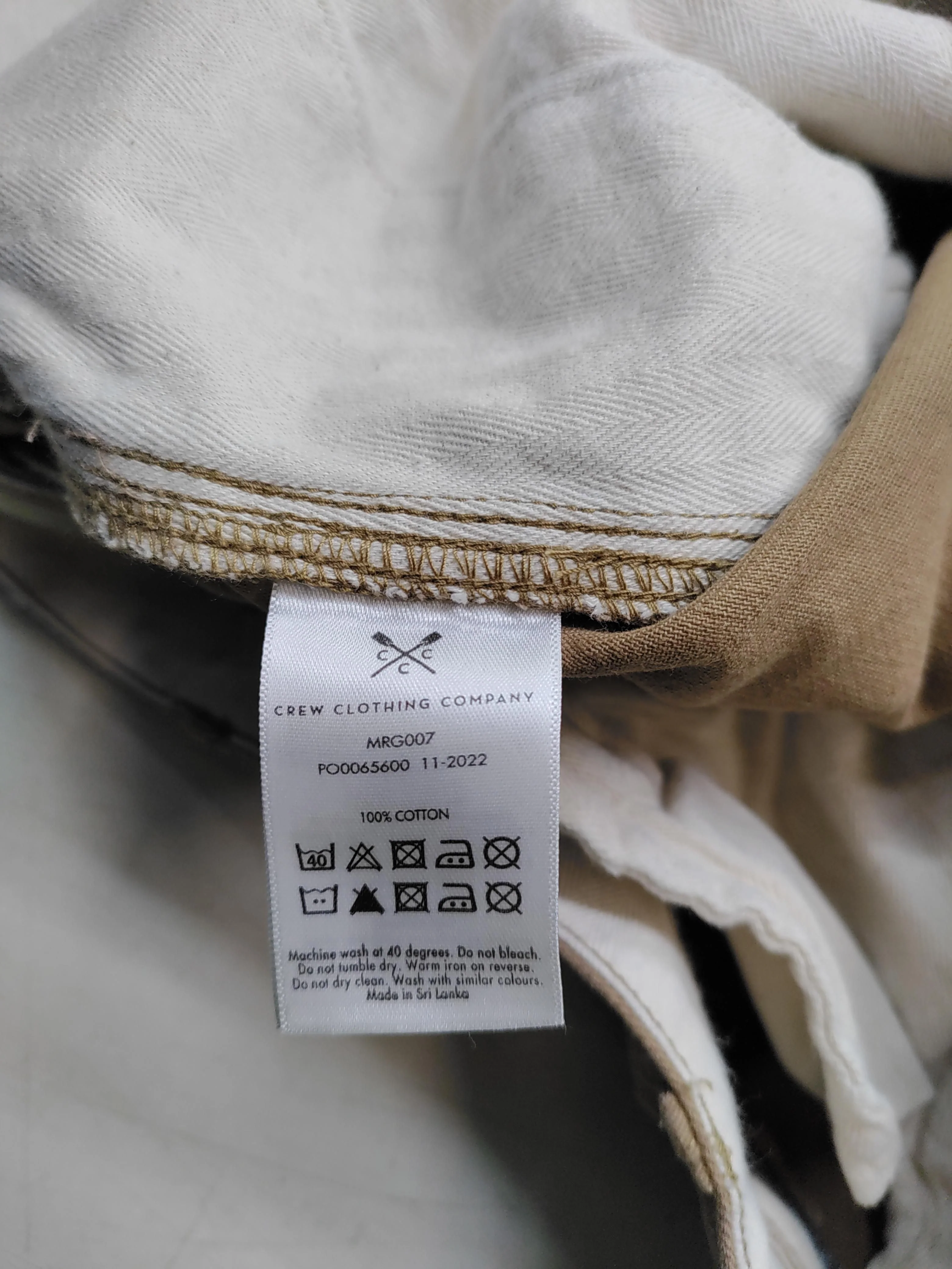 Crew Clothing Men's Trousers M Tan 100% Cotton Straight Chino - Image 5