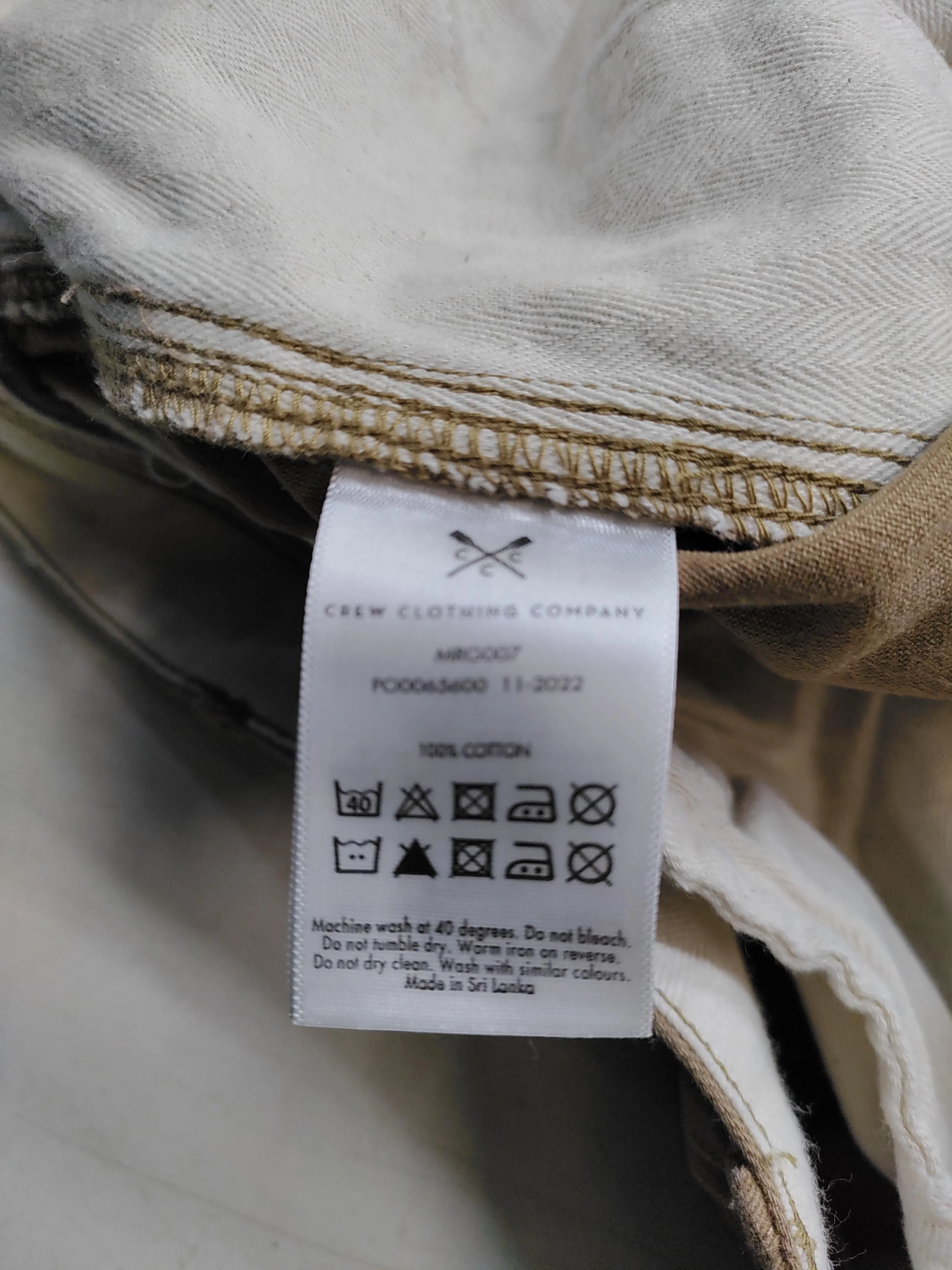 Crew Clothing Men's Trousers M Tan 100% Cotton Straight Chino - Image 6
