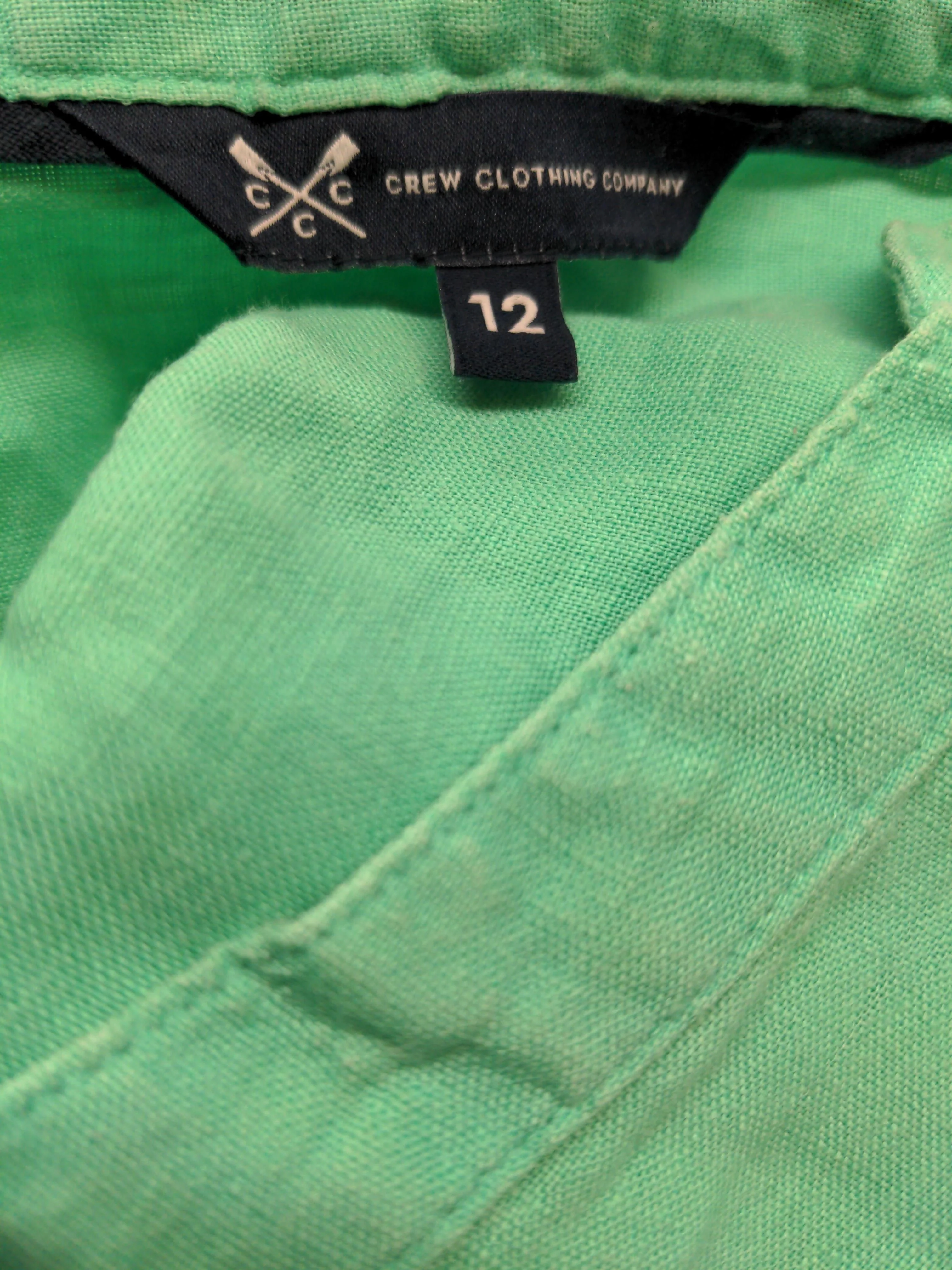 Crew Clothing Women's Blouse UK 12 Green 100% Linen 3/4 Sleeve V-Neck Basic - Image 5