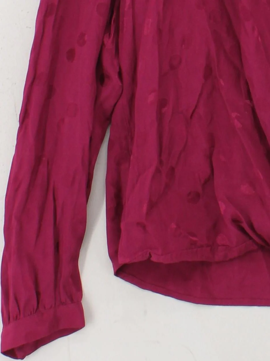 Crew Clothing Women's Blouse UK 12 Red 100% Viscose Long Sleeve V-Neck Basic - Image 4