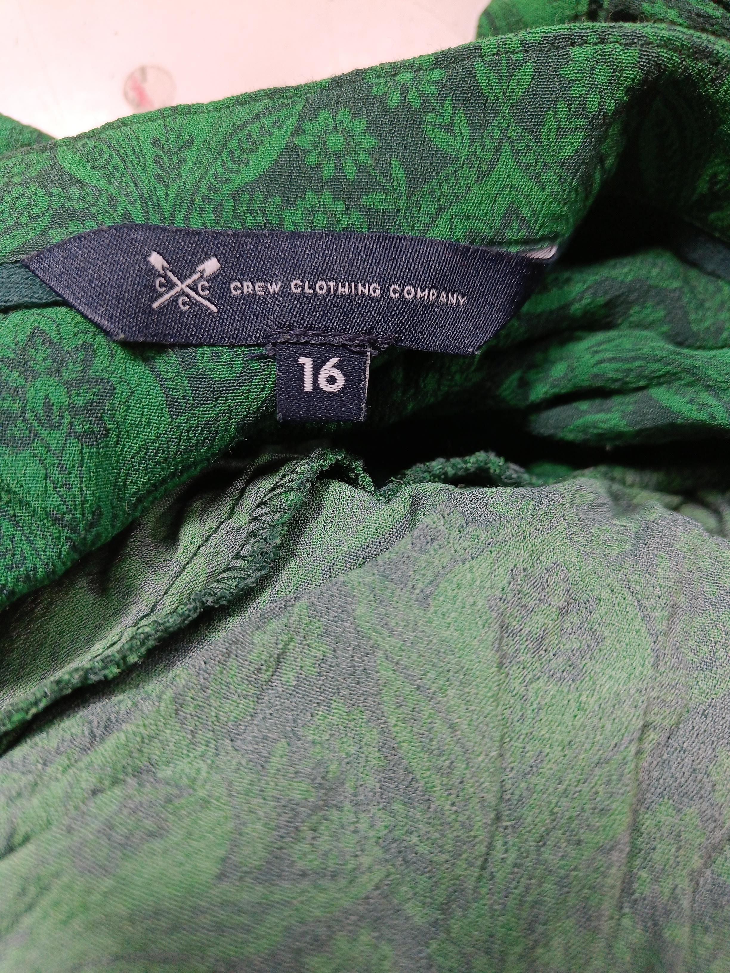 Crew Clothing Women's Blouse UK 16 Green 100% Viscose Long Sleeve V-Neck Basic - Image 5