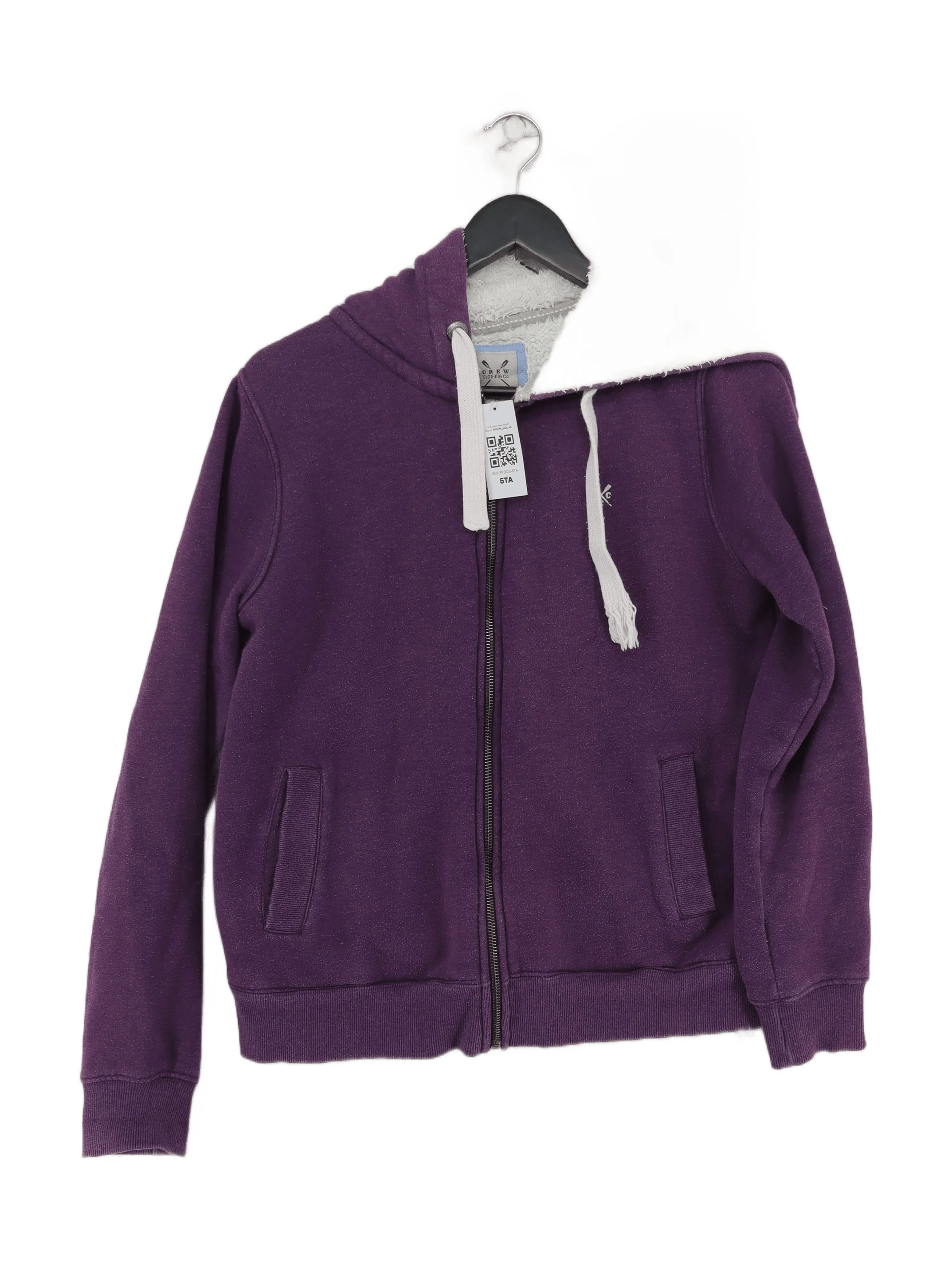 Crew Clothing Women's Hoodie UK 14 Purple Cotton with Polyester Pullover