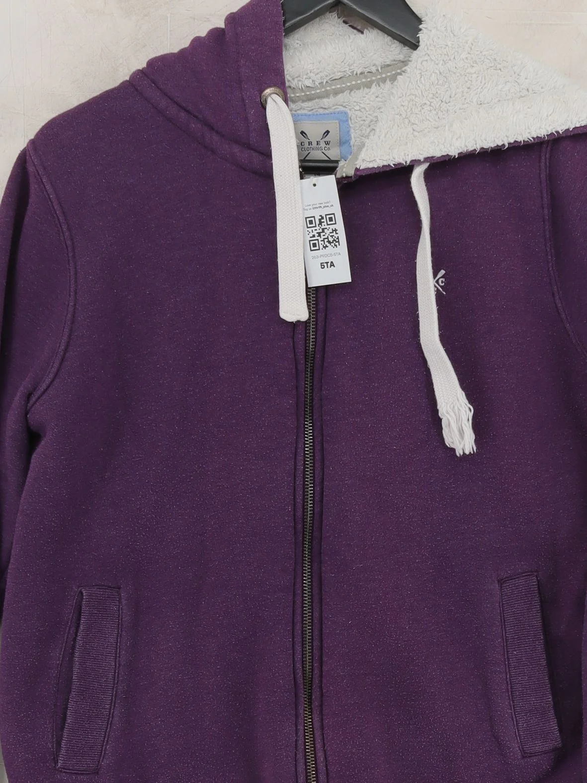 Crew Clothing Women's Hoodie UK 14 Purple Cotton with Polyester Pullover - Image 3