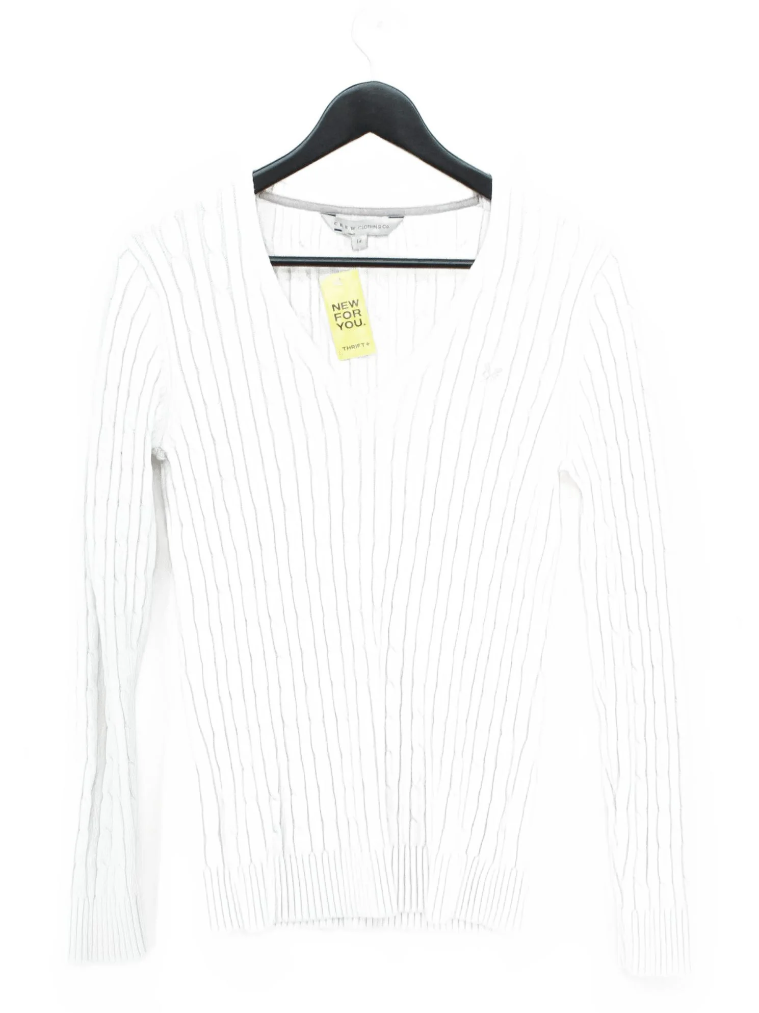 Crew Clothing Women's Jumper L White 100% Wool V-Neck Pullover