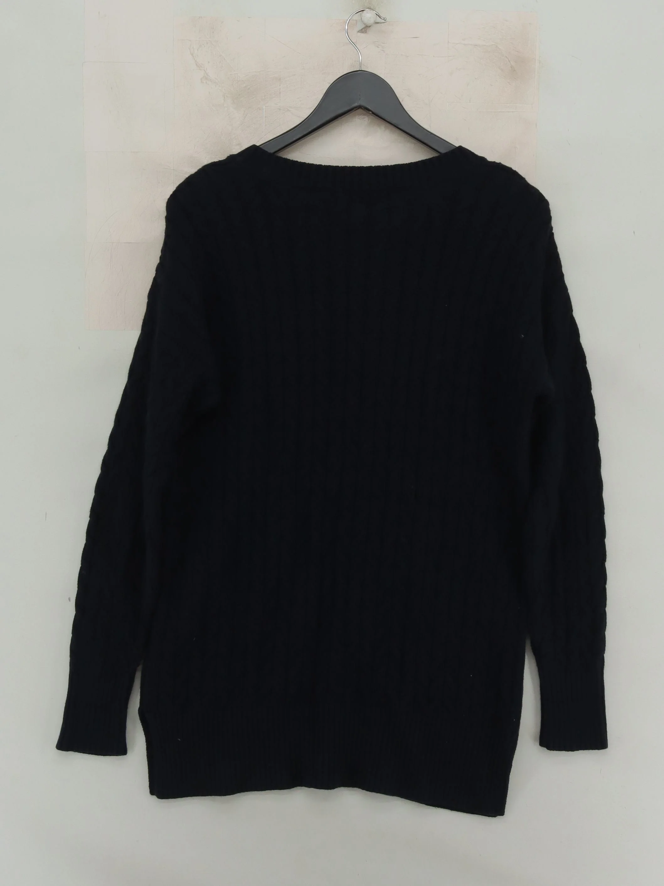 Crew Clothing Women's Jumper UK 10 Black Cotton with Nylon, Wool V-Neck Pullover - Image 2