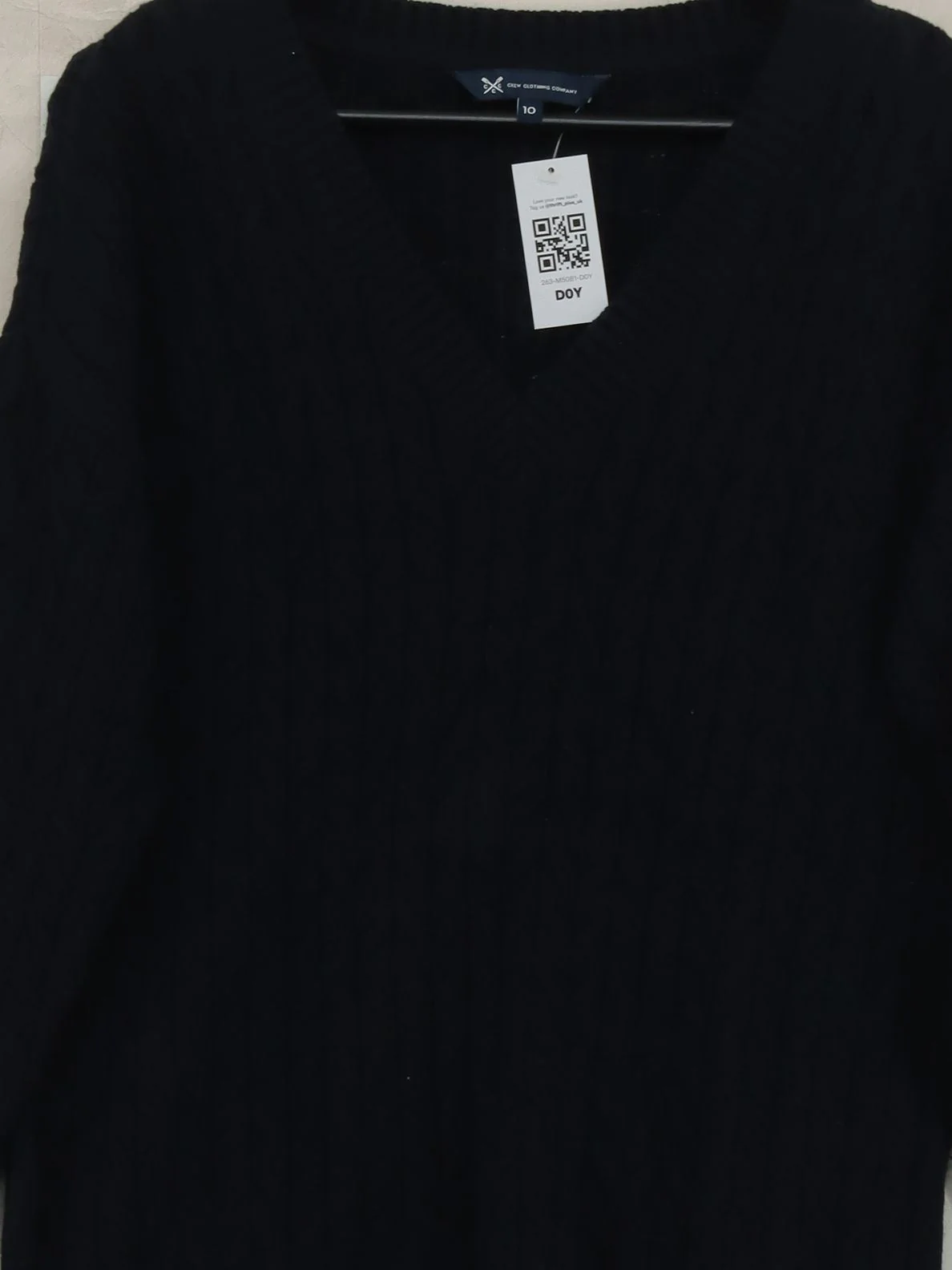 Crew Clothing Women's Jumper UK 10 Black Cotton with Nylon, Wool V-Neck Pullover - Image 3