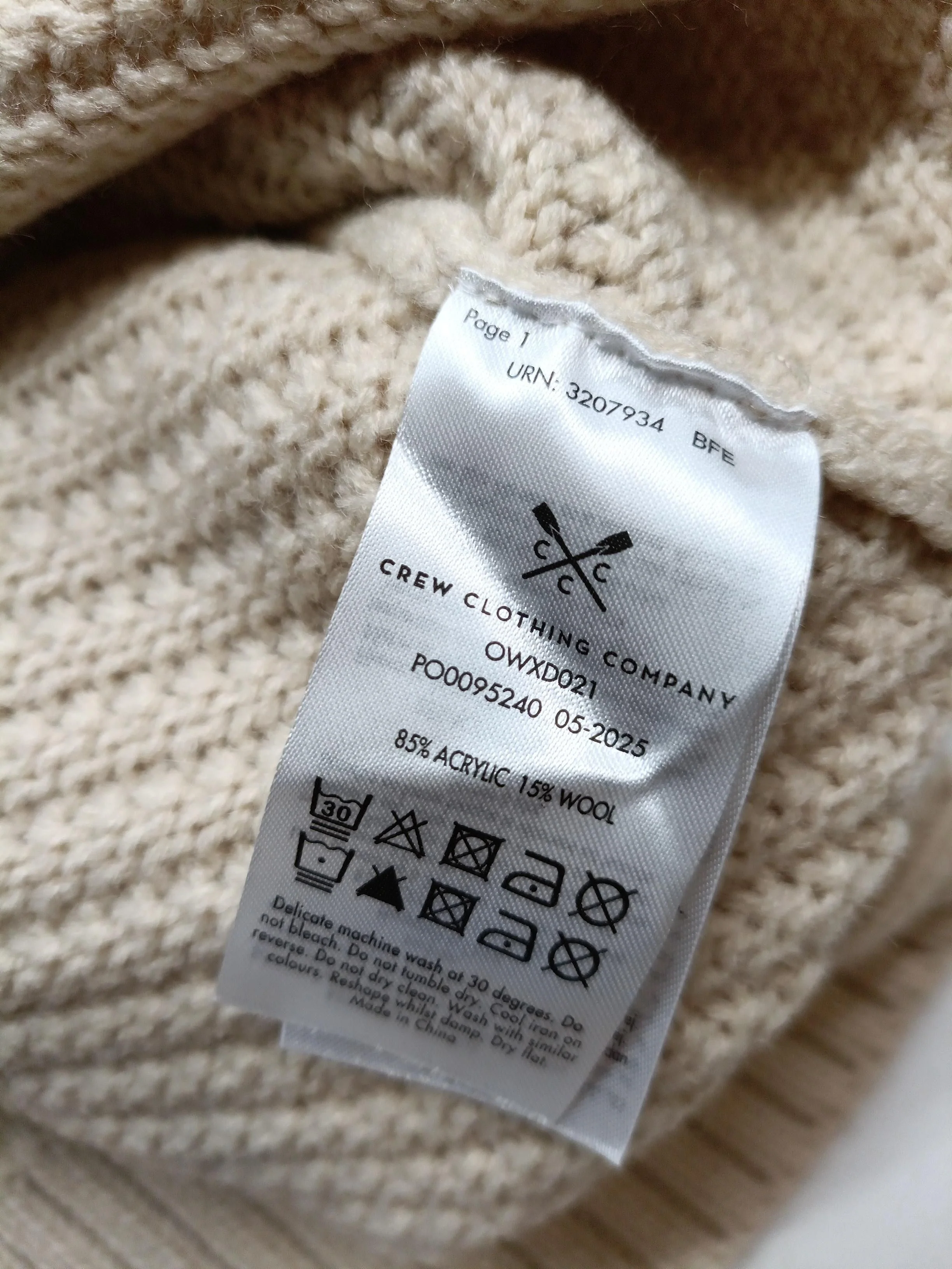Crew Clothing Women's Jumper UK 10 Cream Acrylic with Wool High Neck Pullover - Image 6