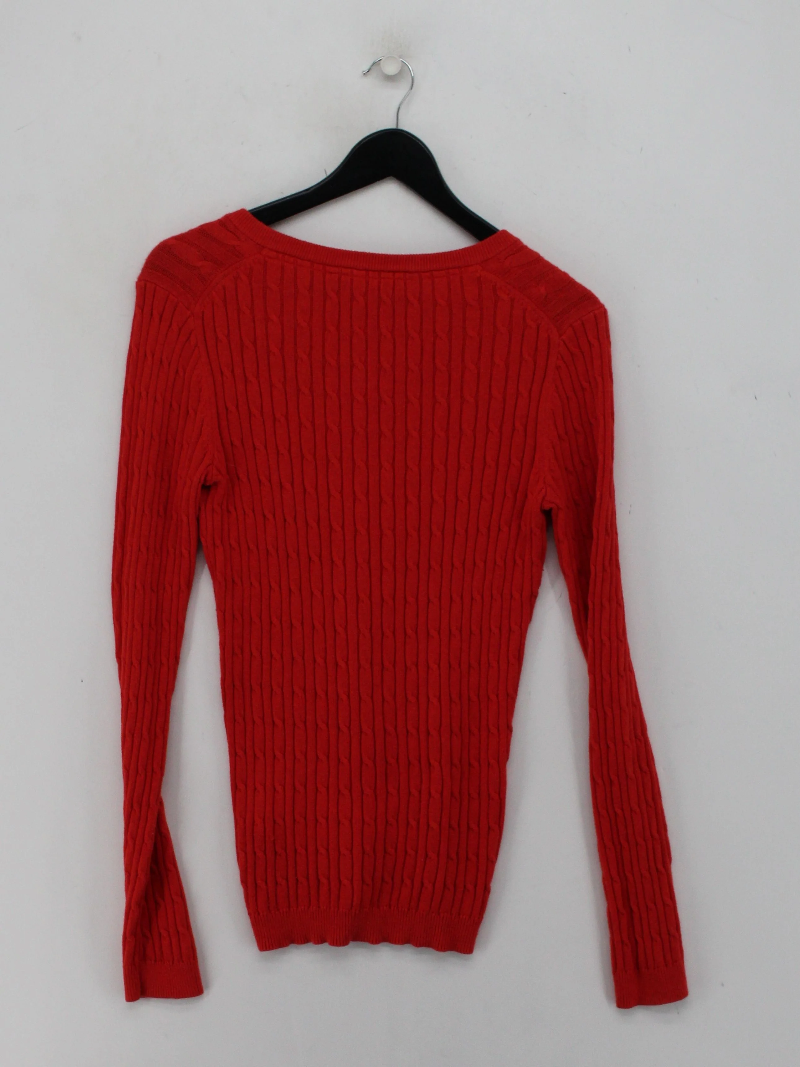 Crew Clothing Women's Jumper UK 10 Red Cotton with Cashmere V-Neck Pullover - Image 2