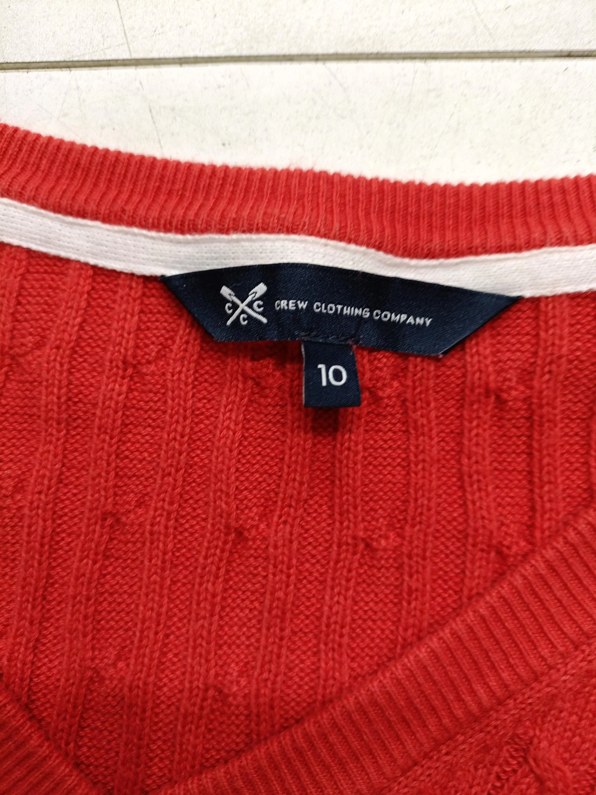 Crew Clothing Women's Jumper UK 10 Red Cotton with Cashmere V-Neck Pullover - Image 5