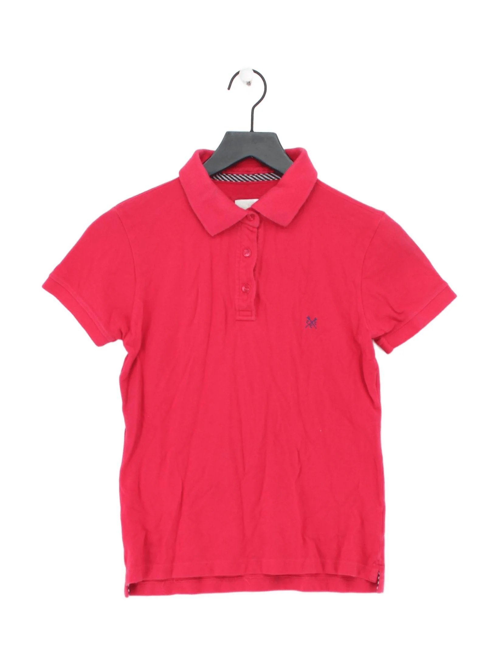 Crew Clothing Women's Polo UK 12 Red 100% Cotton Short Sleeve Collared Basic