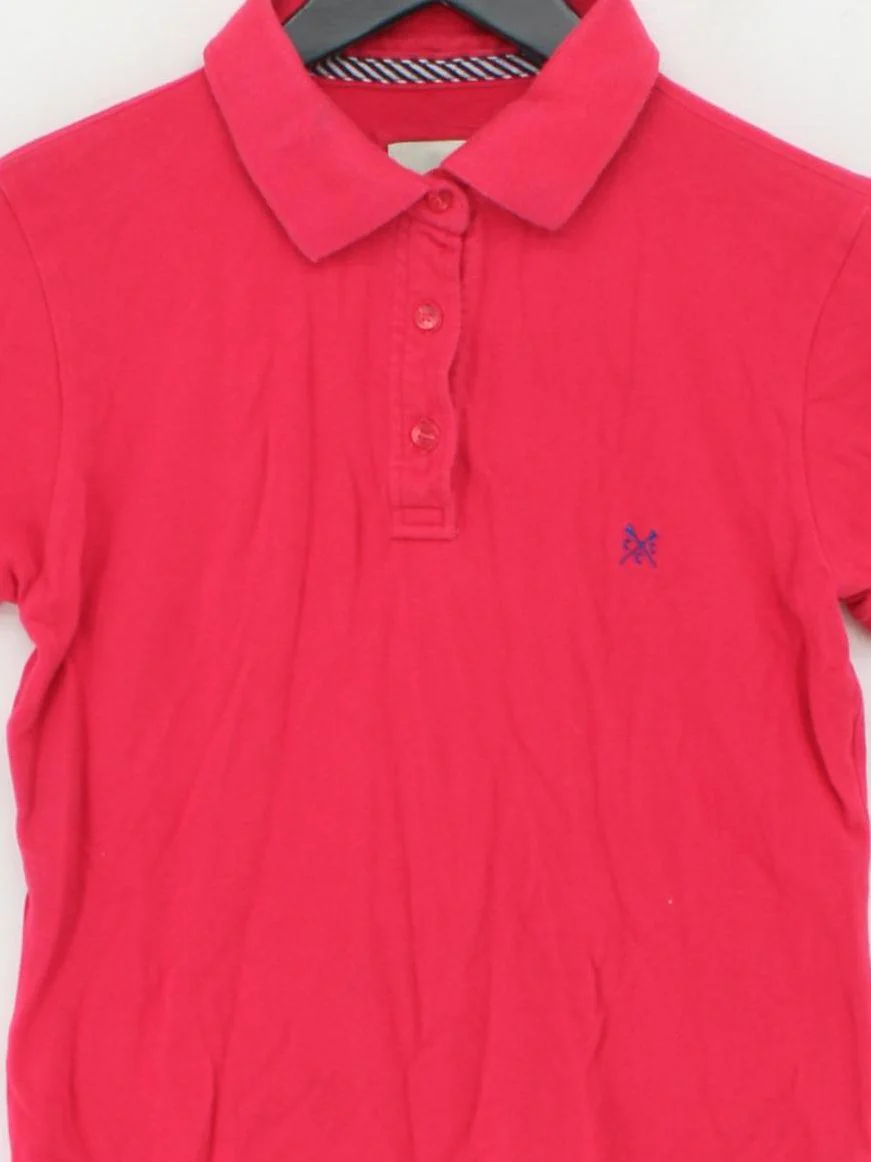 Crew Clothing Women's Polo UK 12 Red 100% Cotton Short Sleeve Collared Basic - Image 3