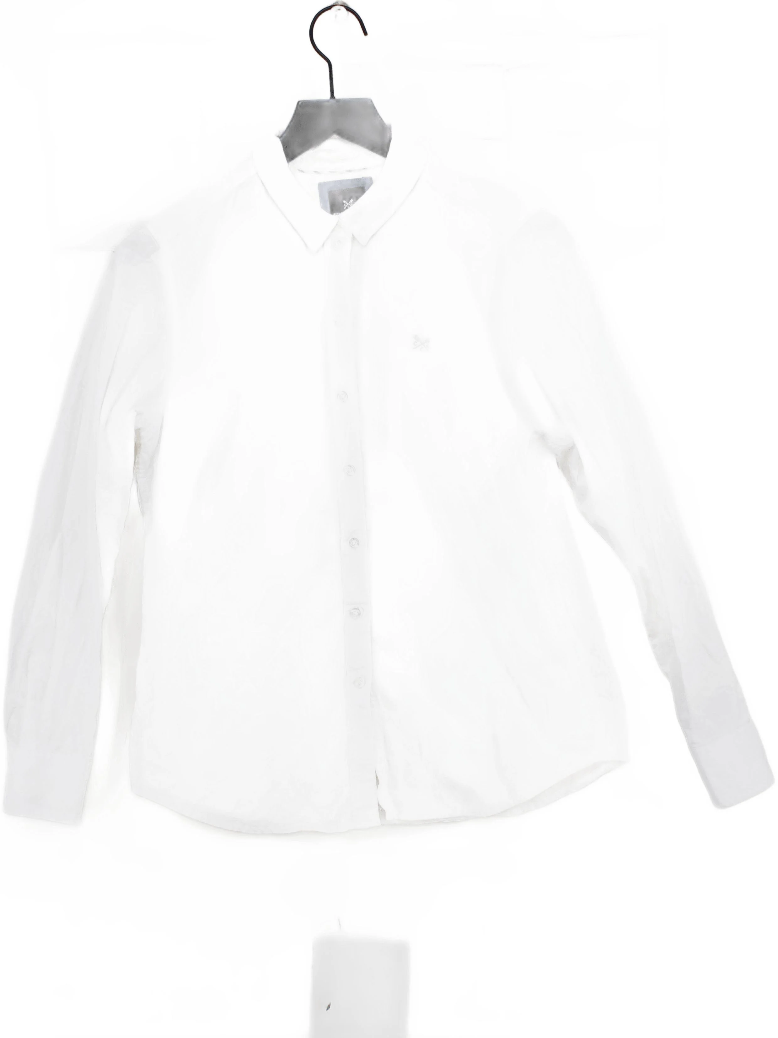 Crew Clothing Women's Shirt UK 12 White 100% Cotton Long Sleeve Collared Basic