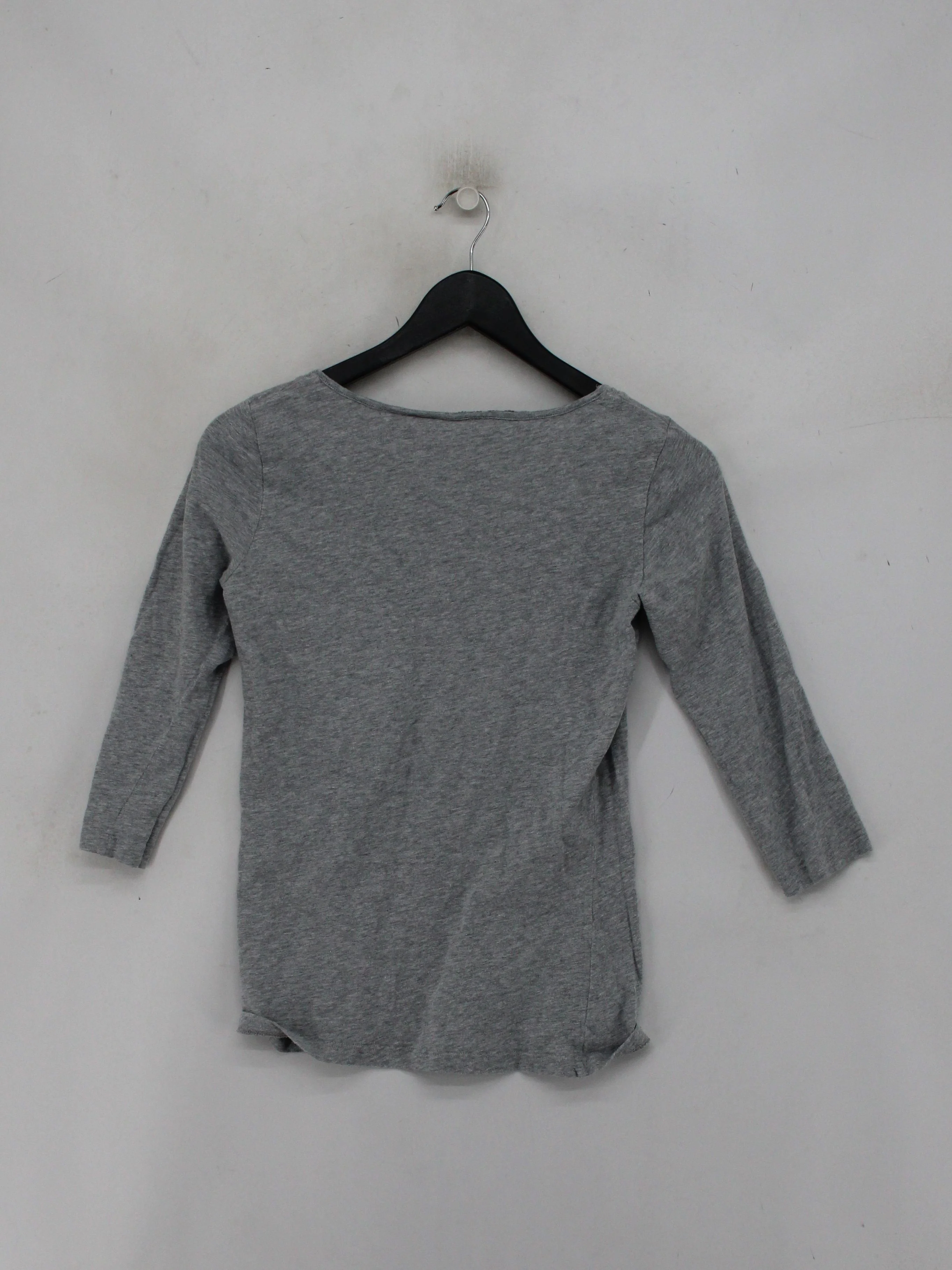 Crew Clothing Women's Top S Grey 100% Cotton 3/4 Sleeve Round Neck Basic - Image 2