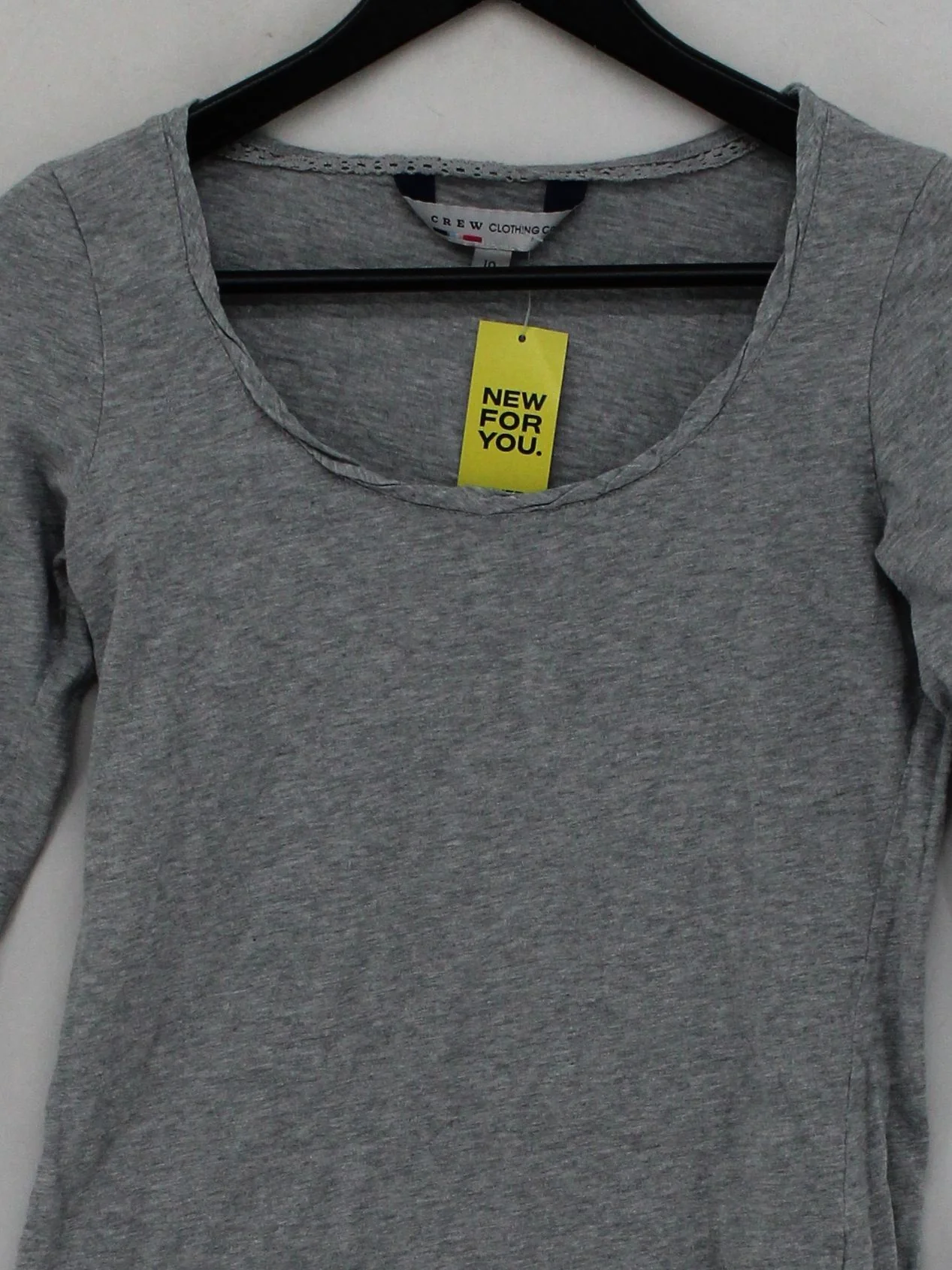Crew Clothing Women's Top S Grey 100% Cotton 3/4 Sleeve Round Neck Basic - Image 3