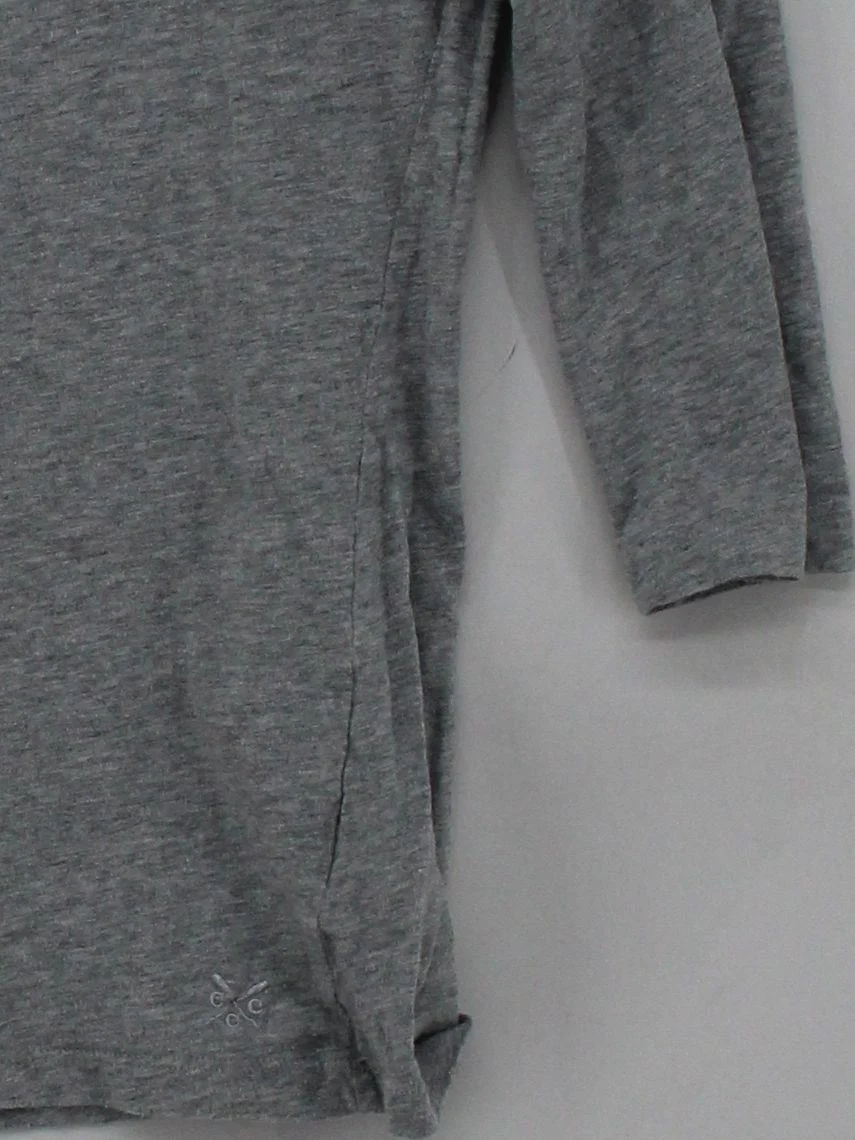 Crew Clothing Women's Top S Grey 100% Cotton 3/4 Sleeve Round Neck Basic - Image 4