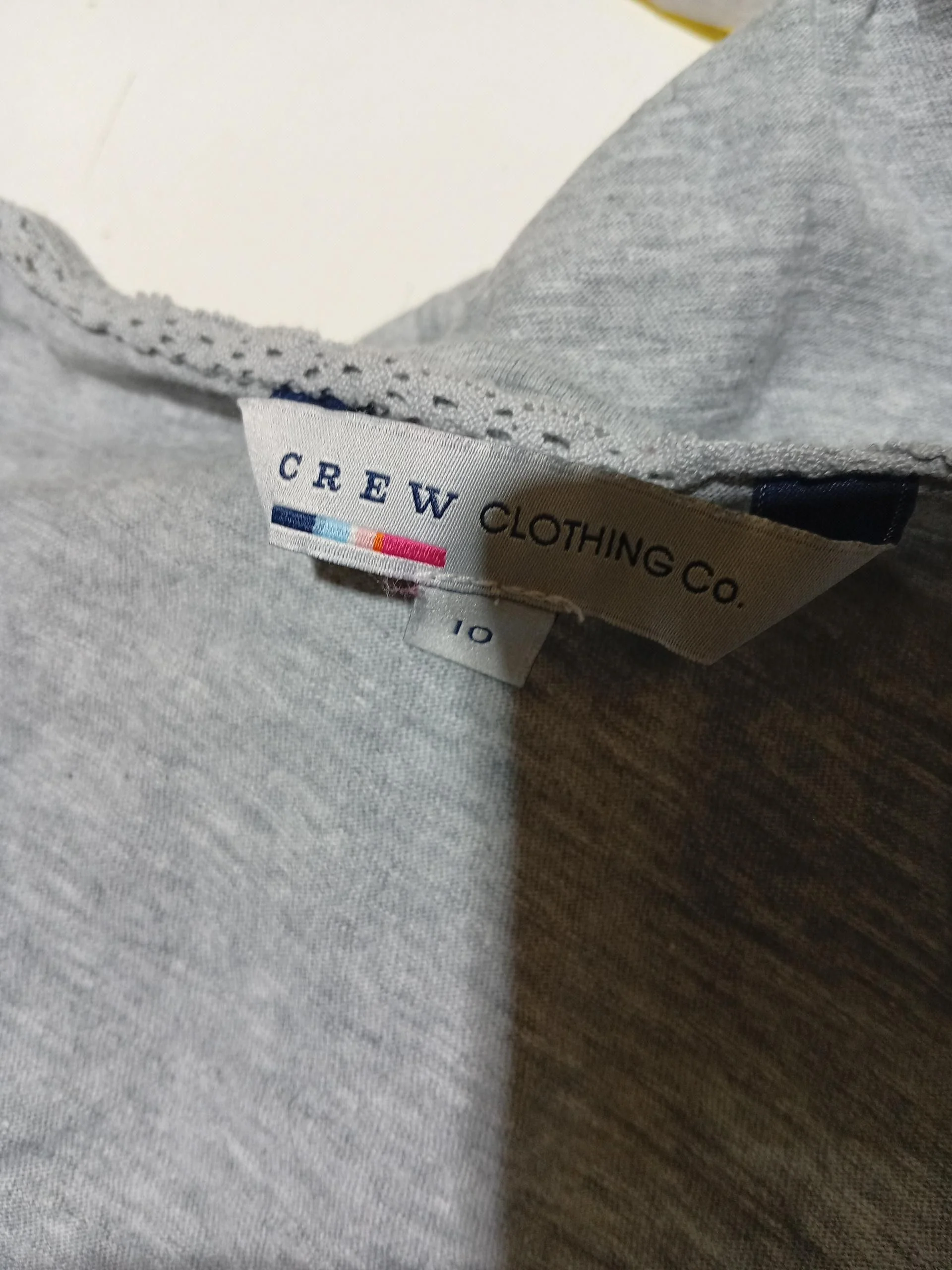Crew Clothing Women's Top S Grey 100% Cotton 3/4 Sleeve Round Neck Basic - Image 5