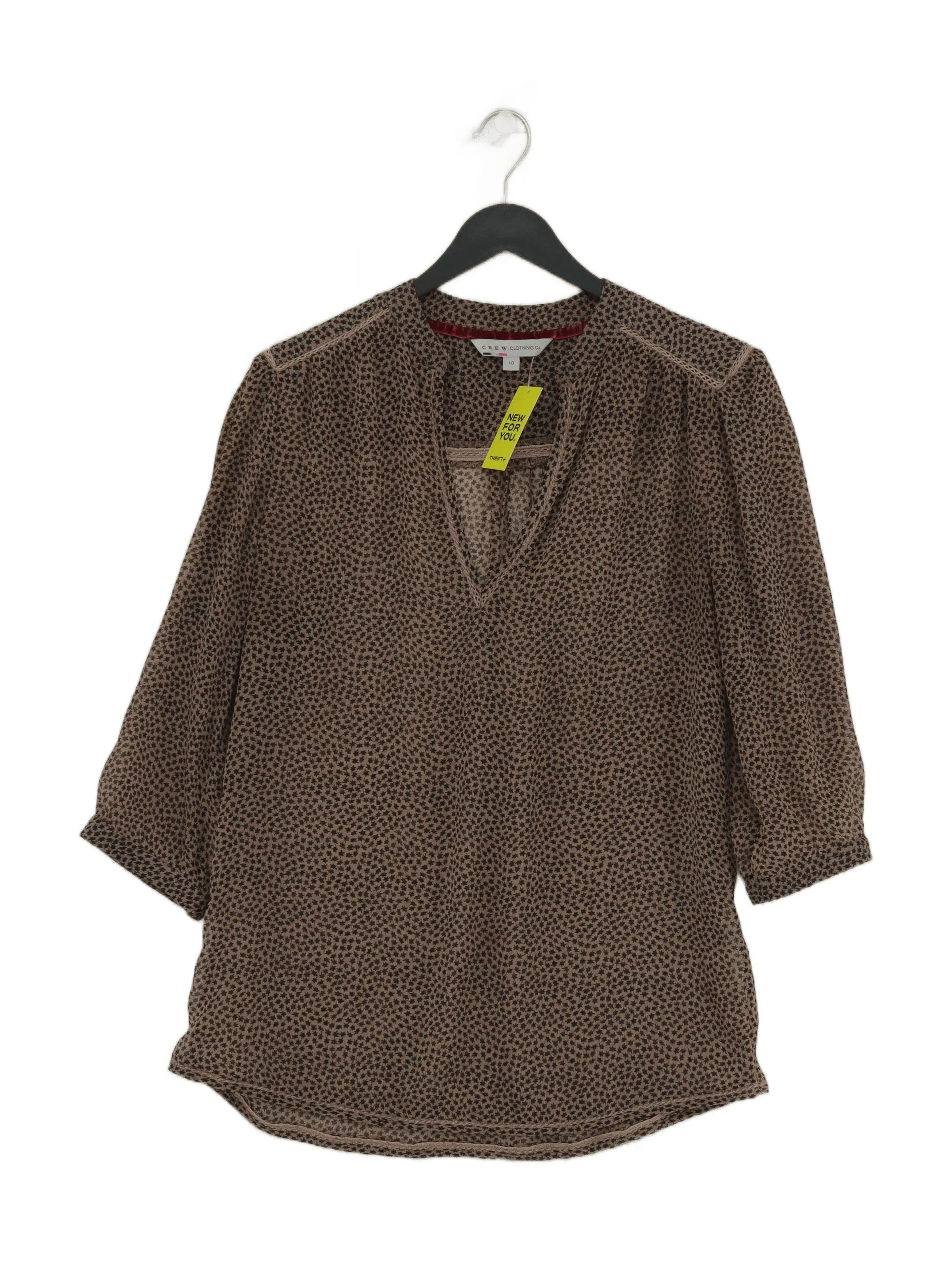 Crew Clothing Women's Top UK 10 Brown 100% Polyester Basic