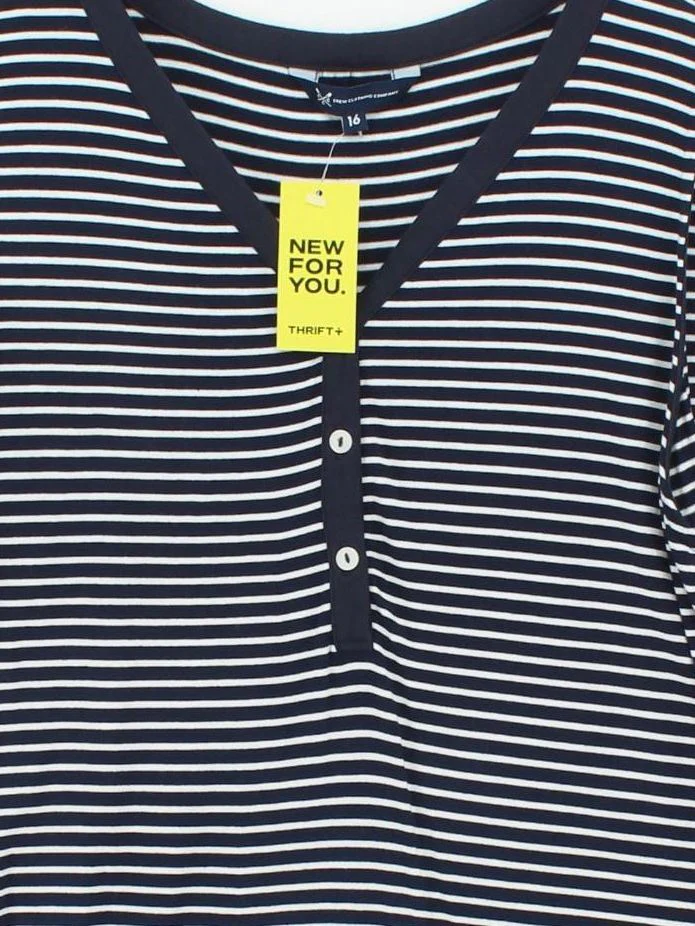 Crew Clothing Women's Top UK 16 Blue Viscose with Elastane Basic - Image 3