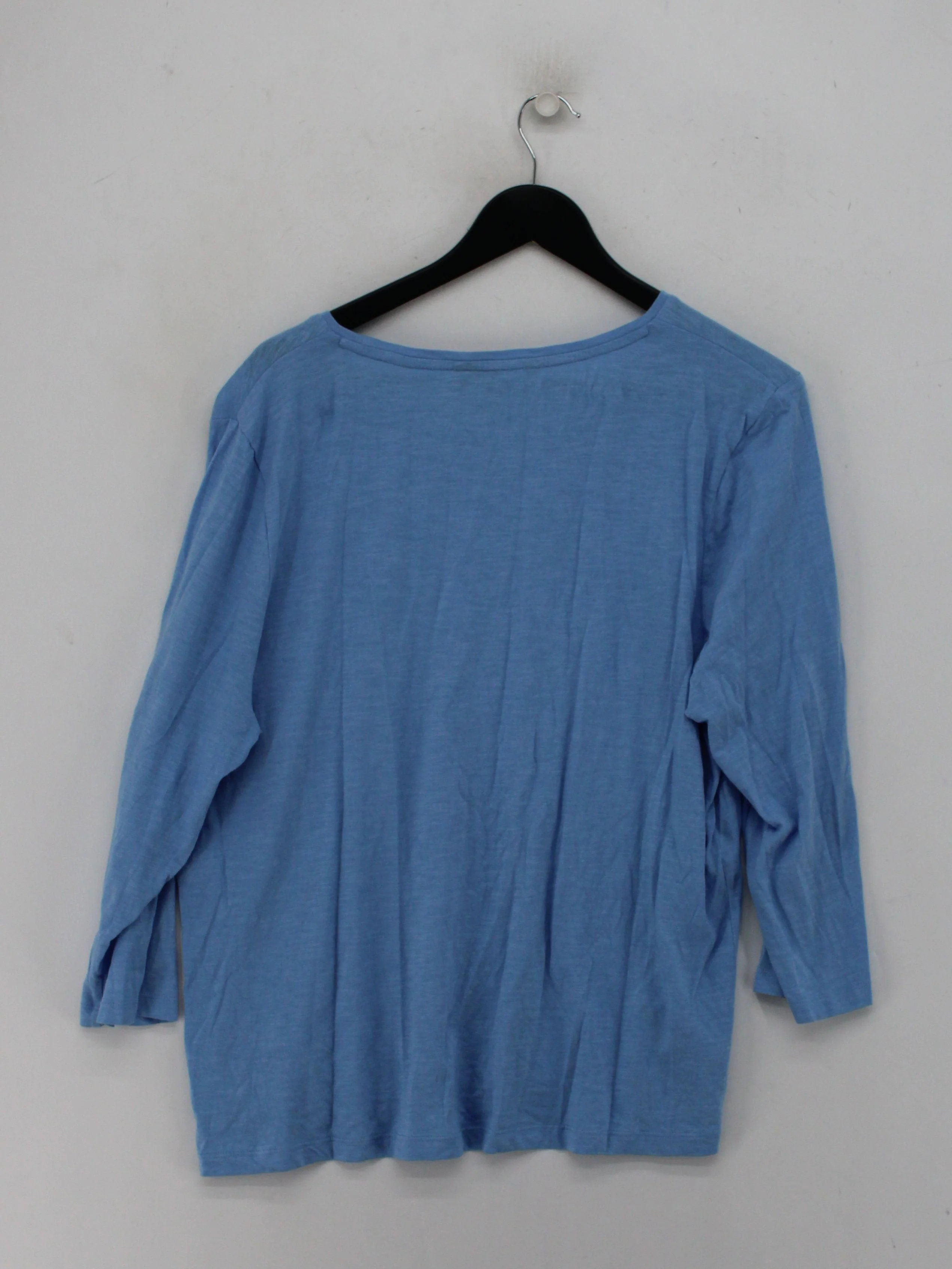 Crew Clothing Women's Top UK 18 Blue 100% Cotton 3/4 Sleeve Round Neck Basic - Image 2