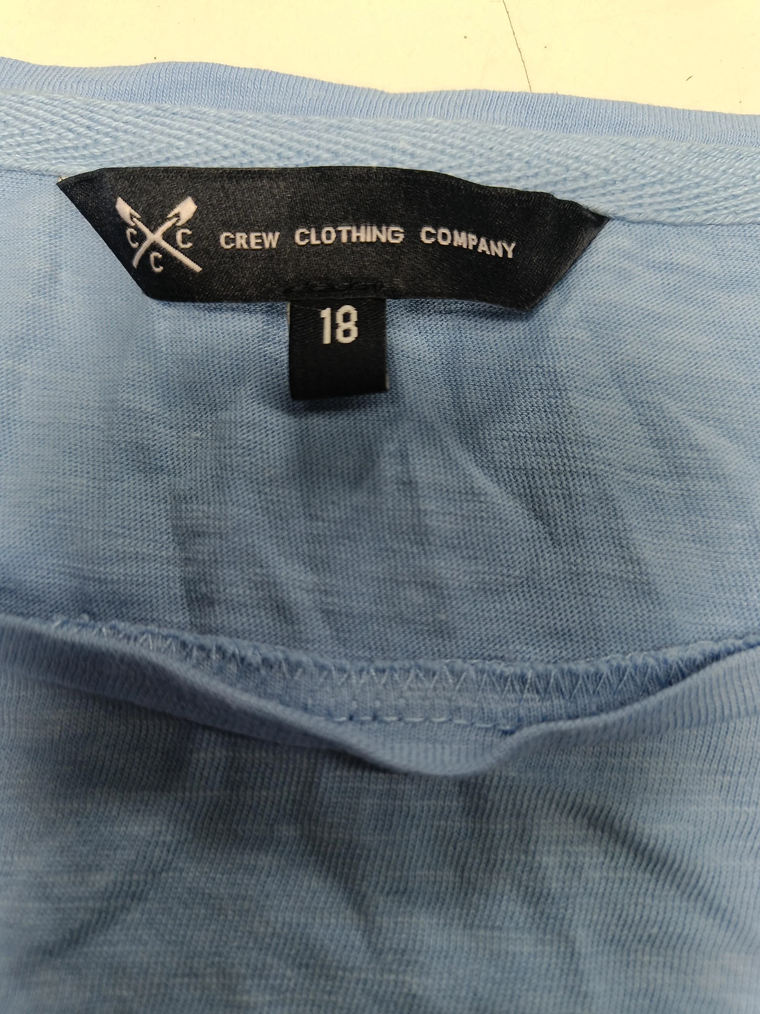 Crew Clothing Women's Top UK 18 Blue 100% Cotton 3/4 Sleeve Round Neck Basic - Image 5