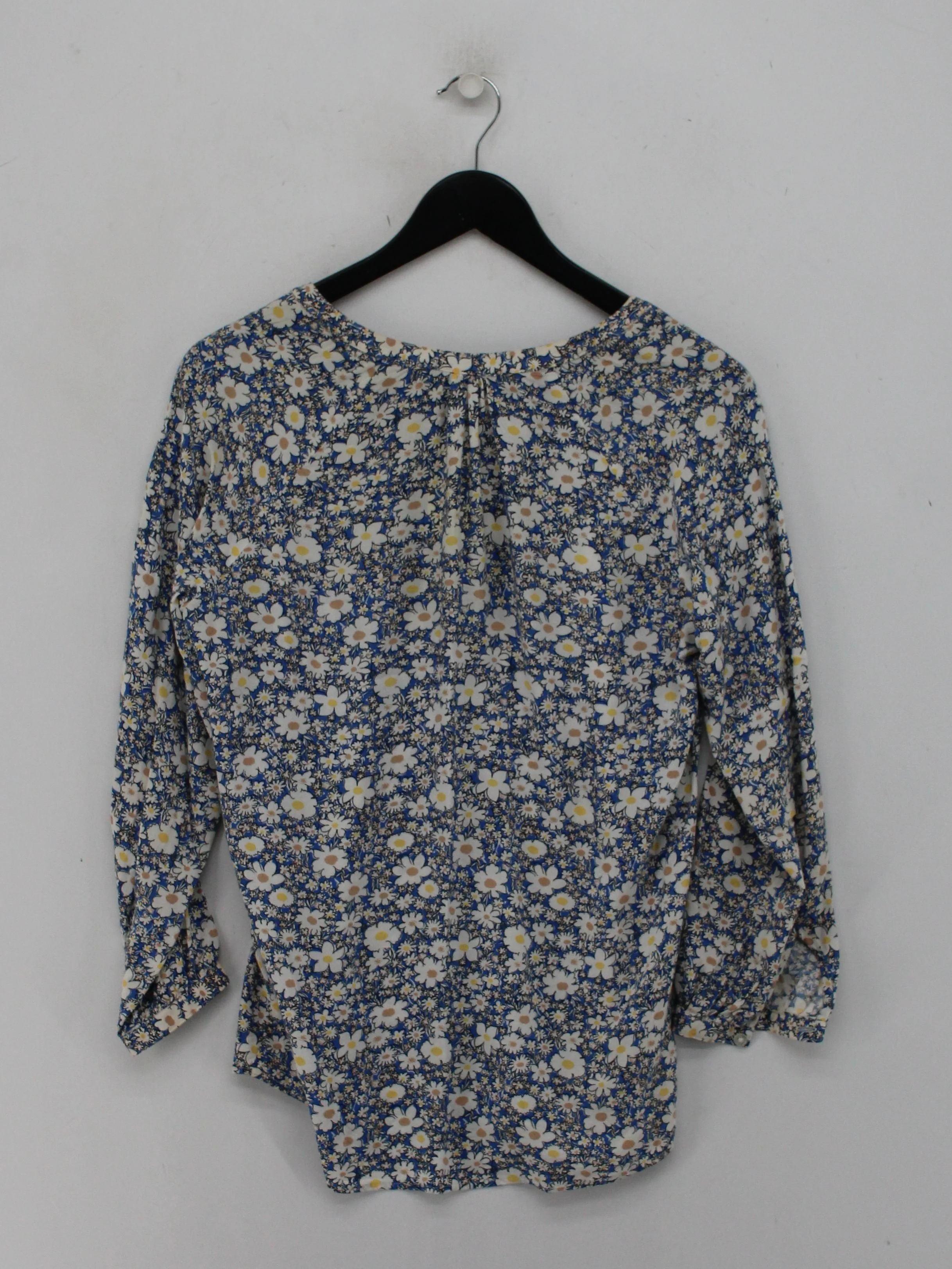 Crew Clothing Women's Top UK 8 Blue Floral 100% Viscose 3/4 Sleeve V-Neck Basic - Image 2