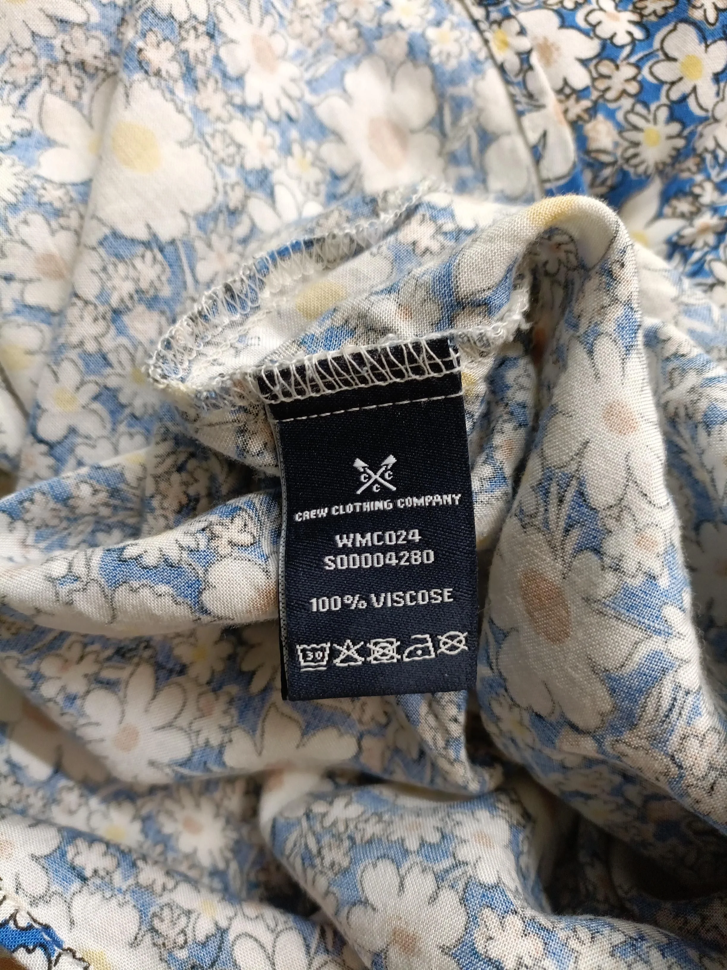 Crew Clothing Women's Top UK 8 Blue Floral 100% Viscose 3/4 Sleeve V-Neck Basic - Image 6