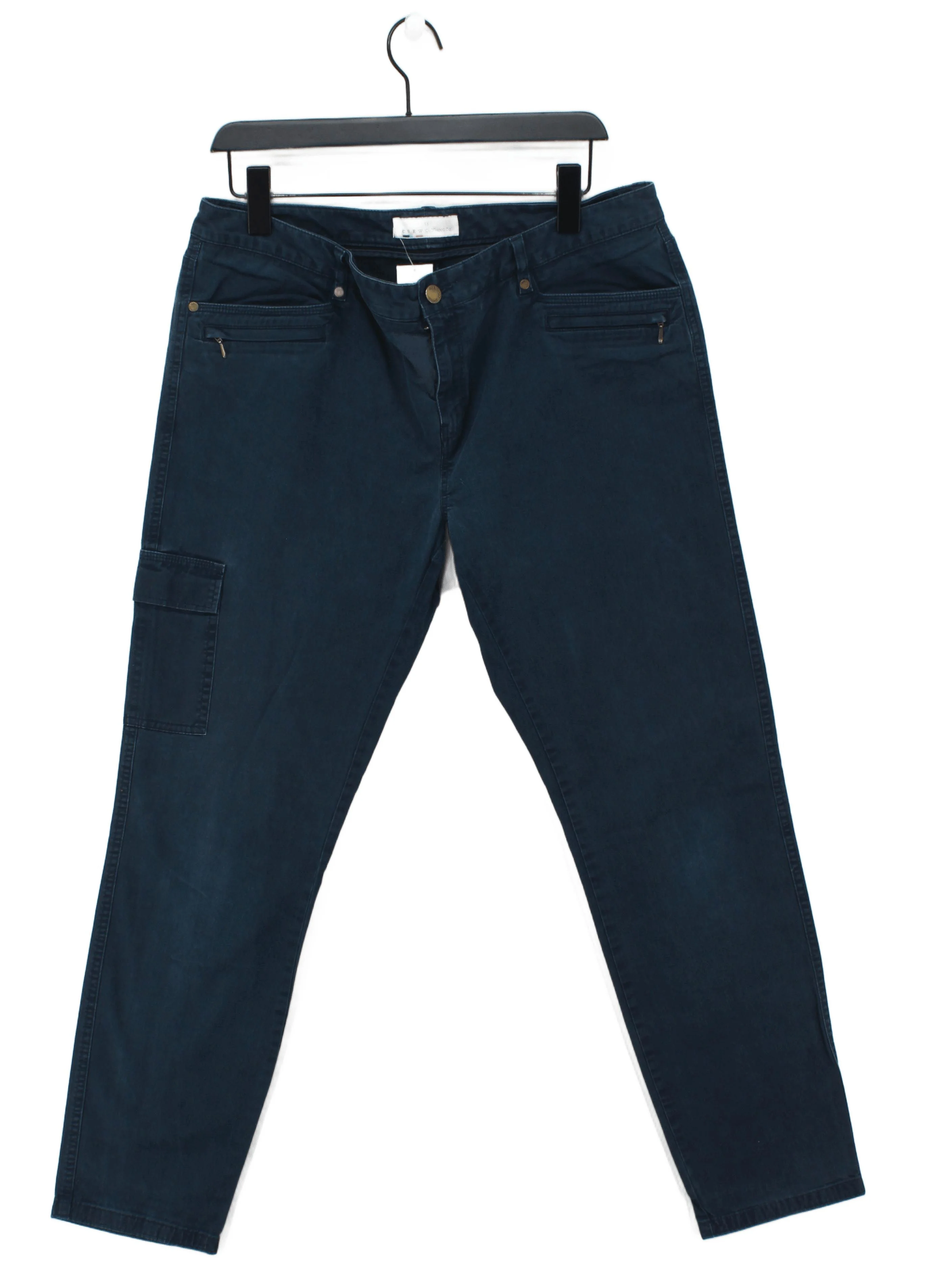 Crew Clothing Women's Trousers UK 16 Blue Cotton with Elastane Straight Cargo